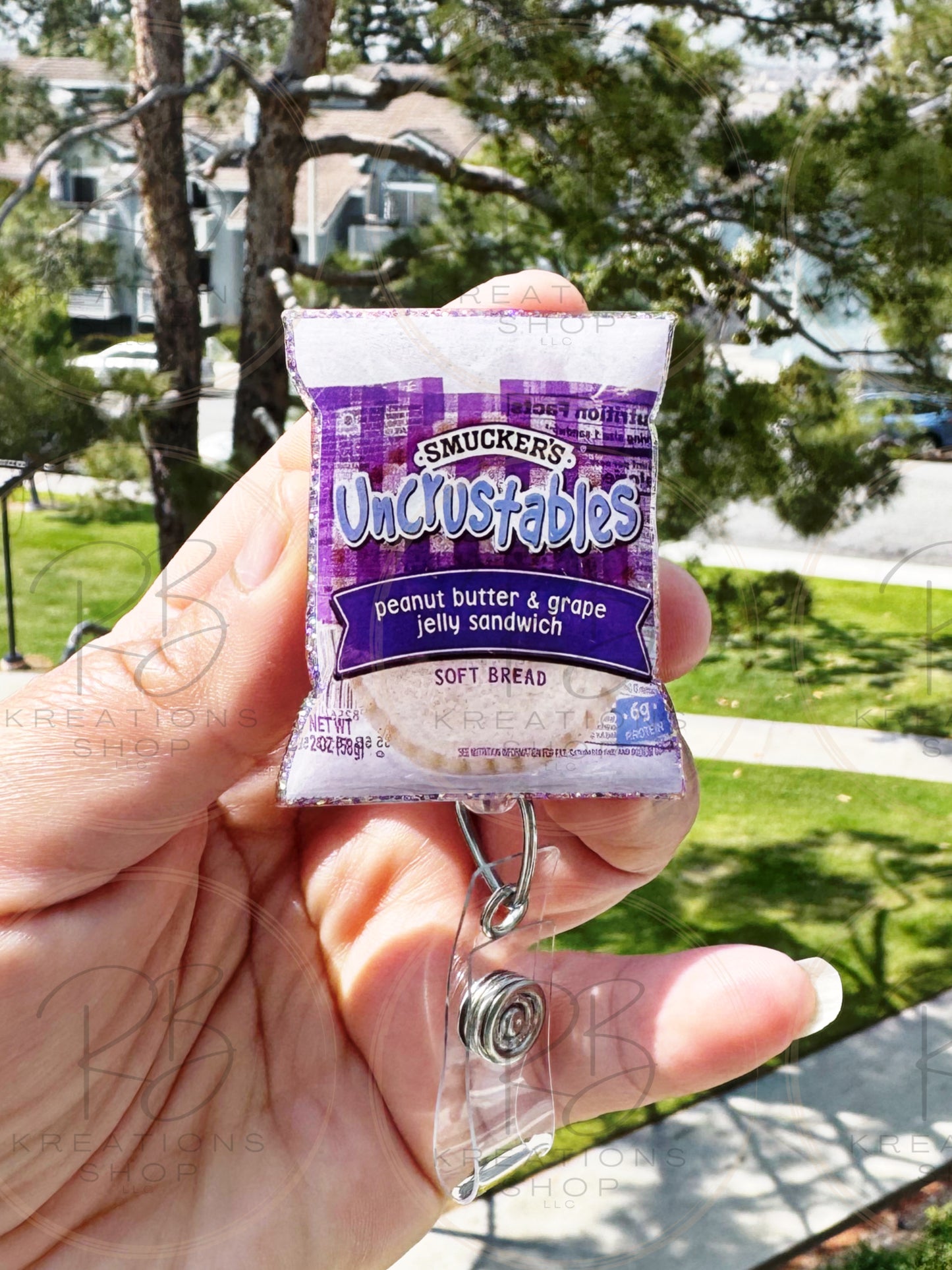 PB Sandwich badge reel | PB Sandwich | Grape Jelly sandwich Badge holder | Retractable | Interchangeable |