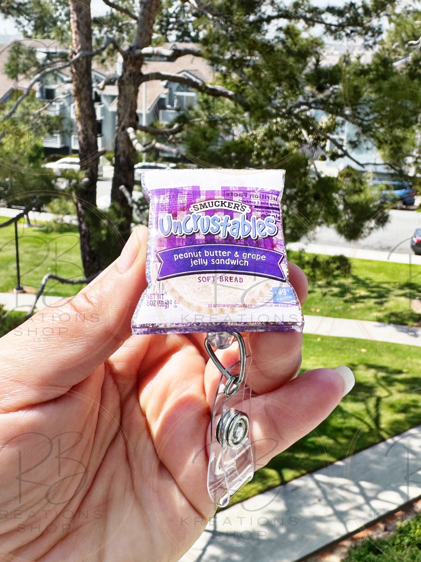 PB Sandwich badge reel | PB Sandwich | Grape Jelly sandwich Badge holder | Retractable | Interchangeable |