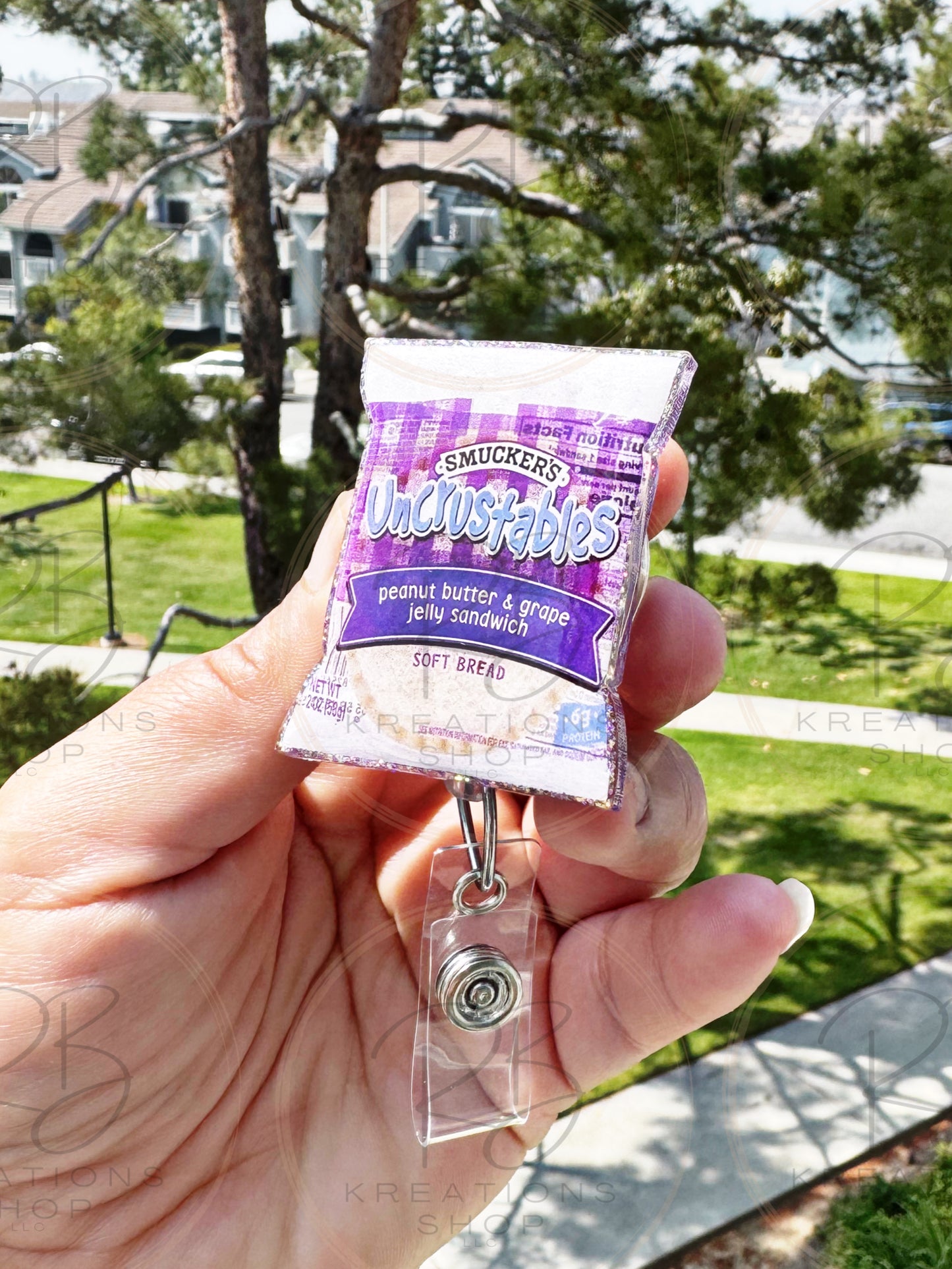 PB Sandwich badge reel | PB Sandwich | Grape Jelly sandwich Badge holder | Retractable | Interchangeable |