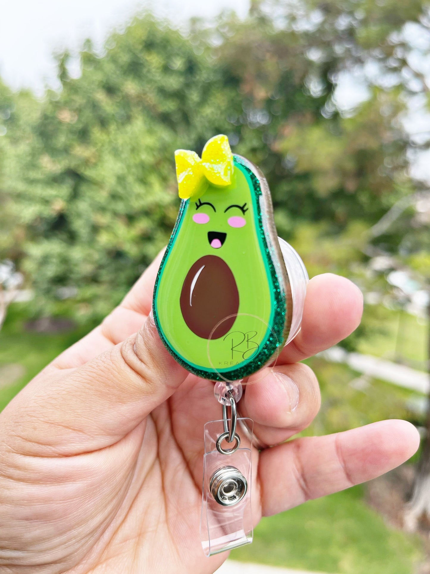 Avocado Badge Reel | Avocado girl Badge Holder | Nurse | Pharmacy Tech | Avocado Badge Clip | Retractable | Interchangeable