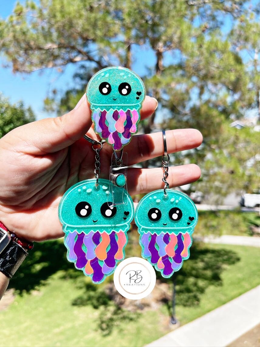 Baby Jellyfish Keychain, Jellyfish keychain, Baby Jellyfish keyring, llavero, Cute Jellyfish