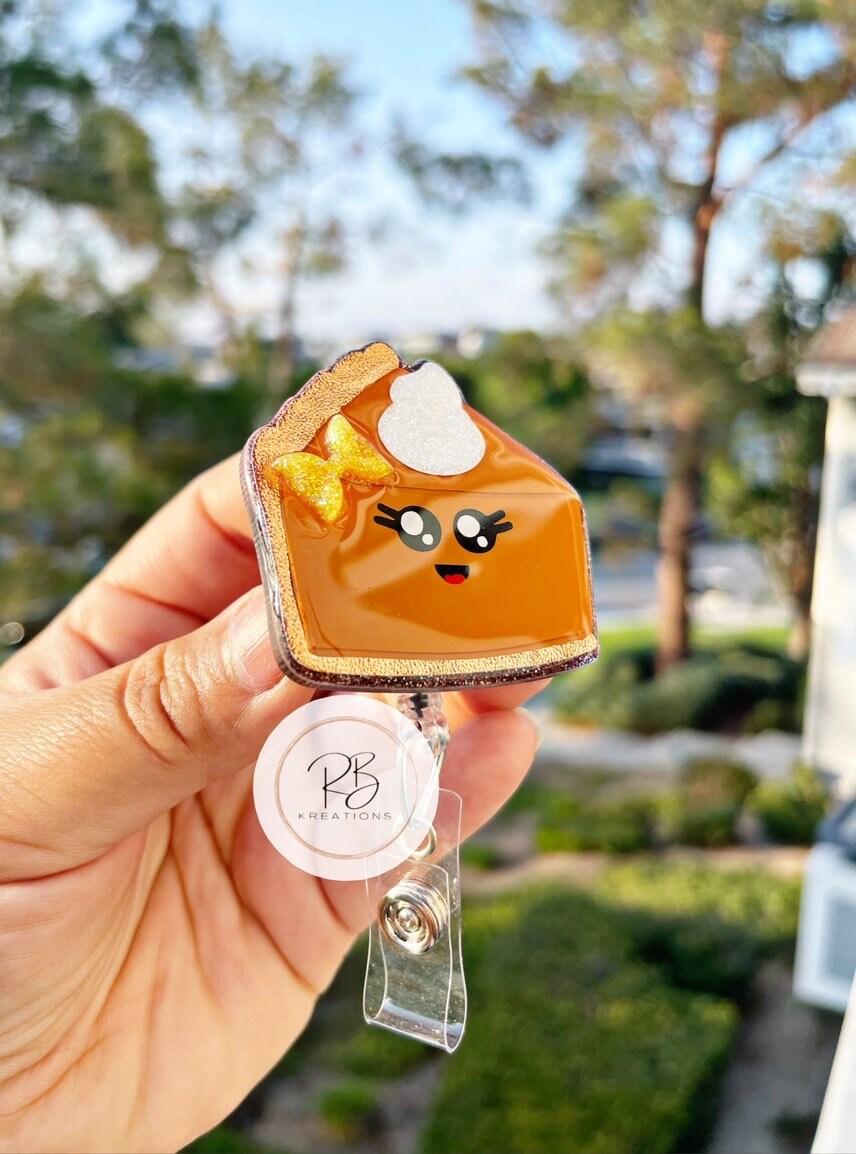 Cute Pie Badge Reel |Pumpkin Pie | Interchangeable | Pie Badge Reel | Holiday Badge Holder | Nurses | Retractable