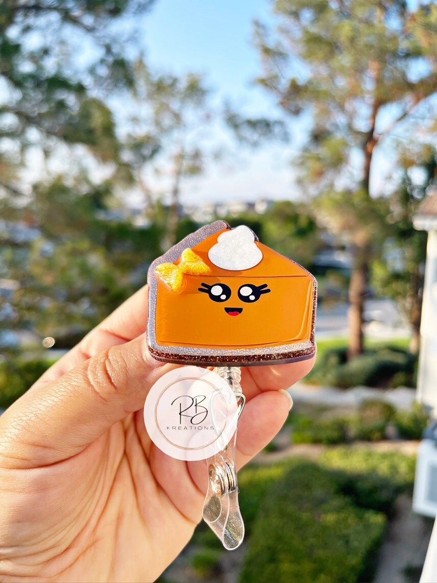 Cute Pie Badge Reel |Pumpkin Pie | Interchangeable | Pie Badge Reel | Holiday Badge Holder | Nurses | Retractable