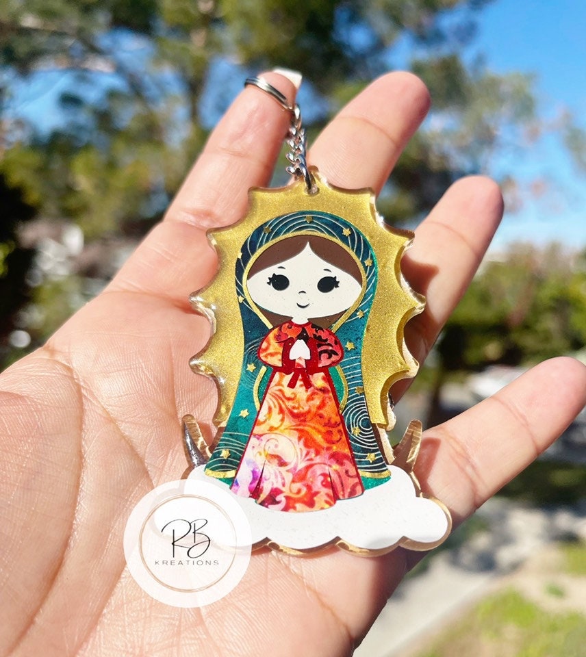 Virgin Mary Keychain | Virgencita llavero | Acrylic Keychain | Religious Keychain | Our Lady of Guadalupe
