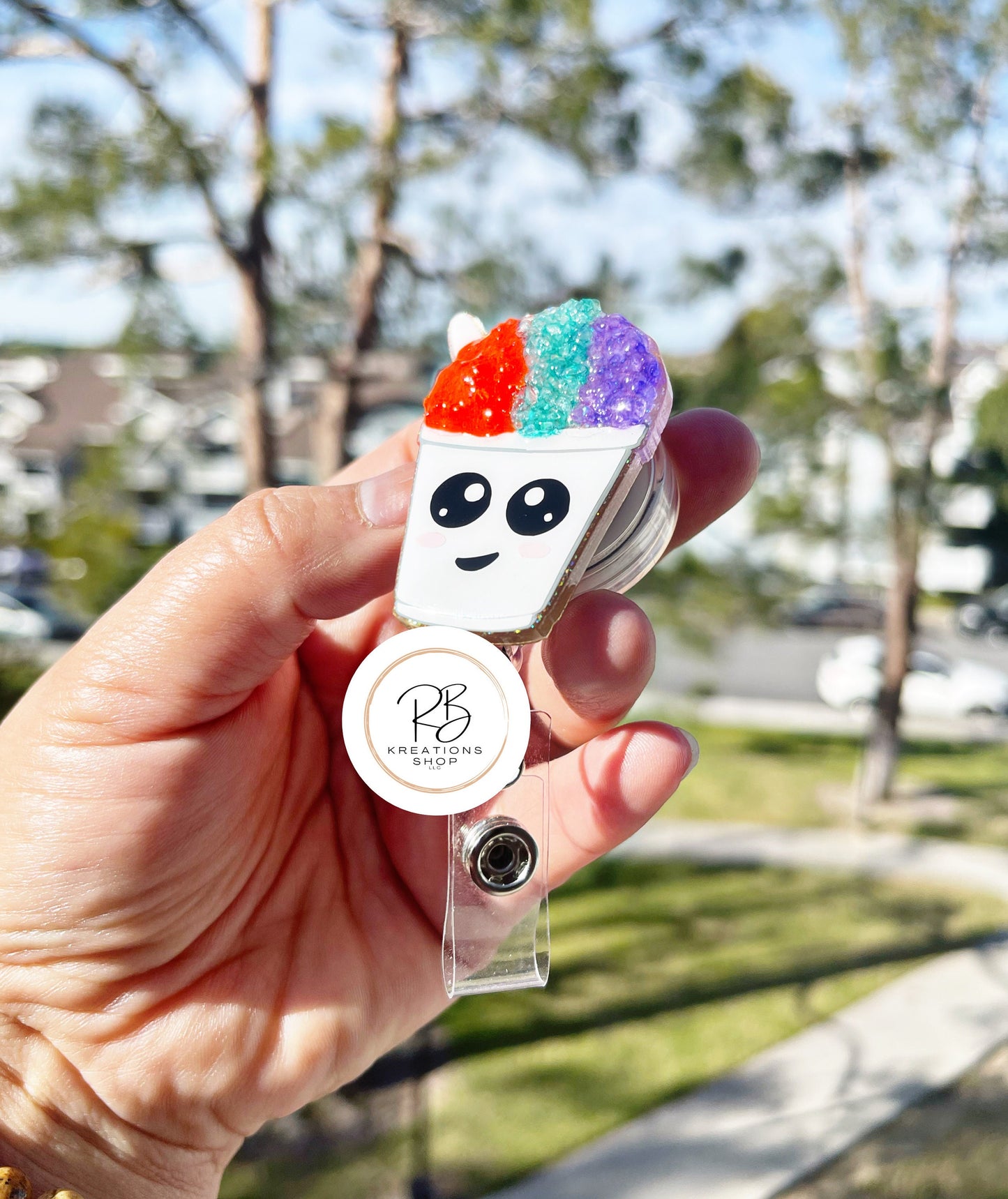Shaved ice badge reel | Snowball badge holder | Food badge reel | Nurse Badge Clip | Interchangeable