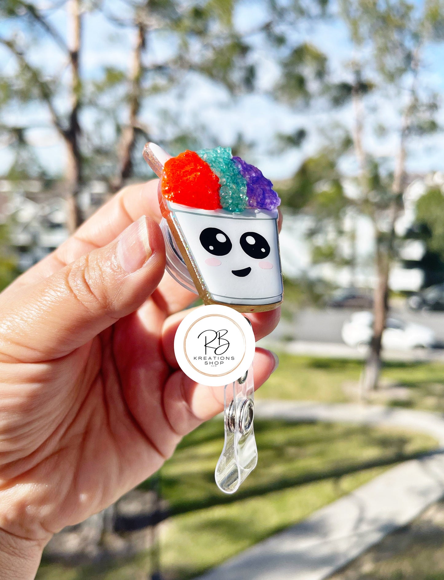 Shaved ice badge reel | Snowball badge holder | Food badge reel | Nurse Badge Clip | Interchangeable