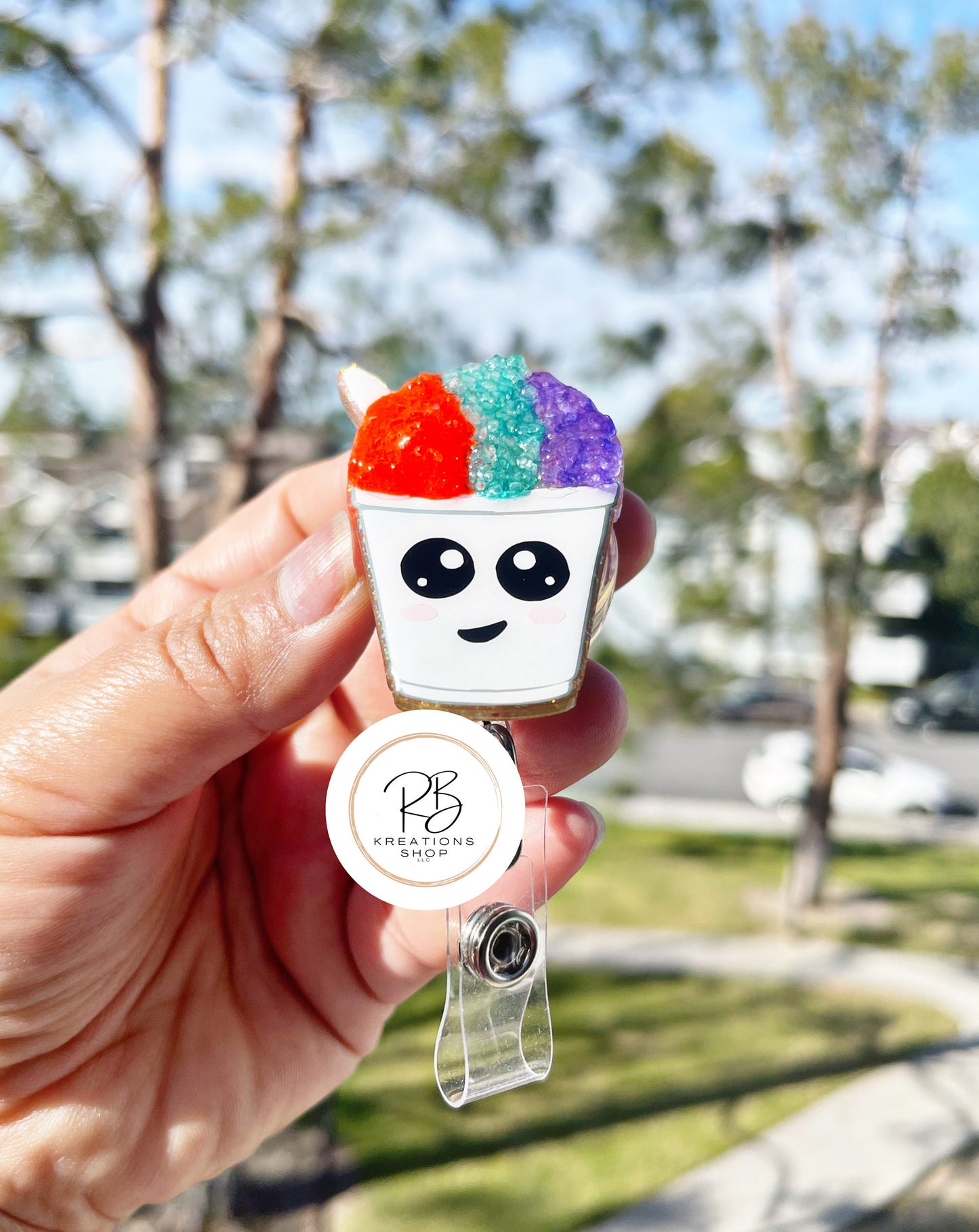 Shaved ice badge reel | Snowball badge holder | Food badge reel | Nurse Badge Clip | Interchangeable