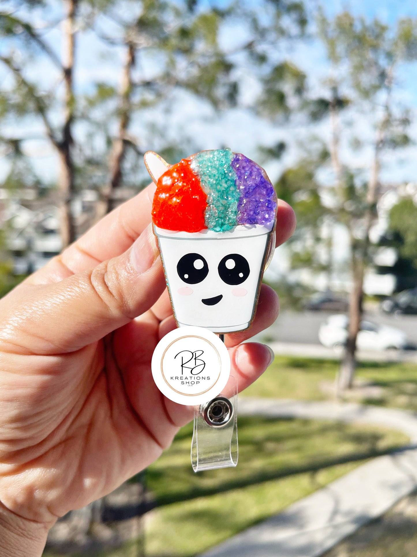 Shaved ice badge reel | Snowball badge holder | Food badge reel | Nurse Badge Clip | Interchangeable