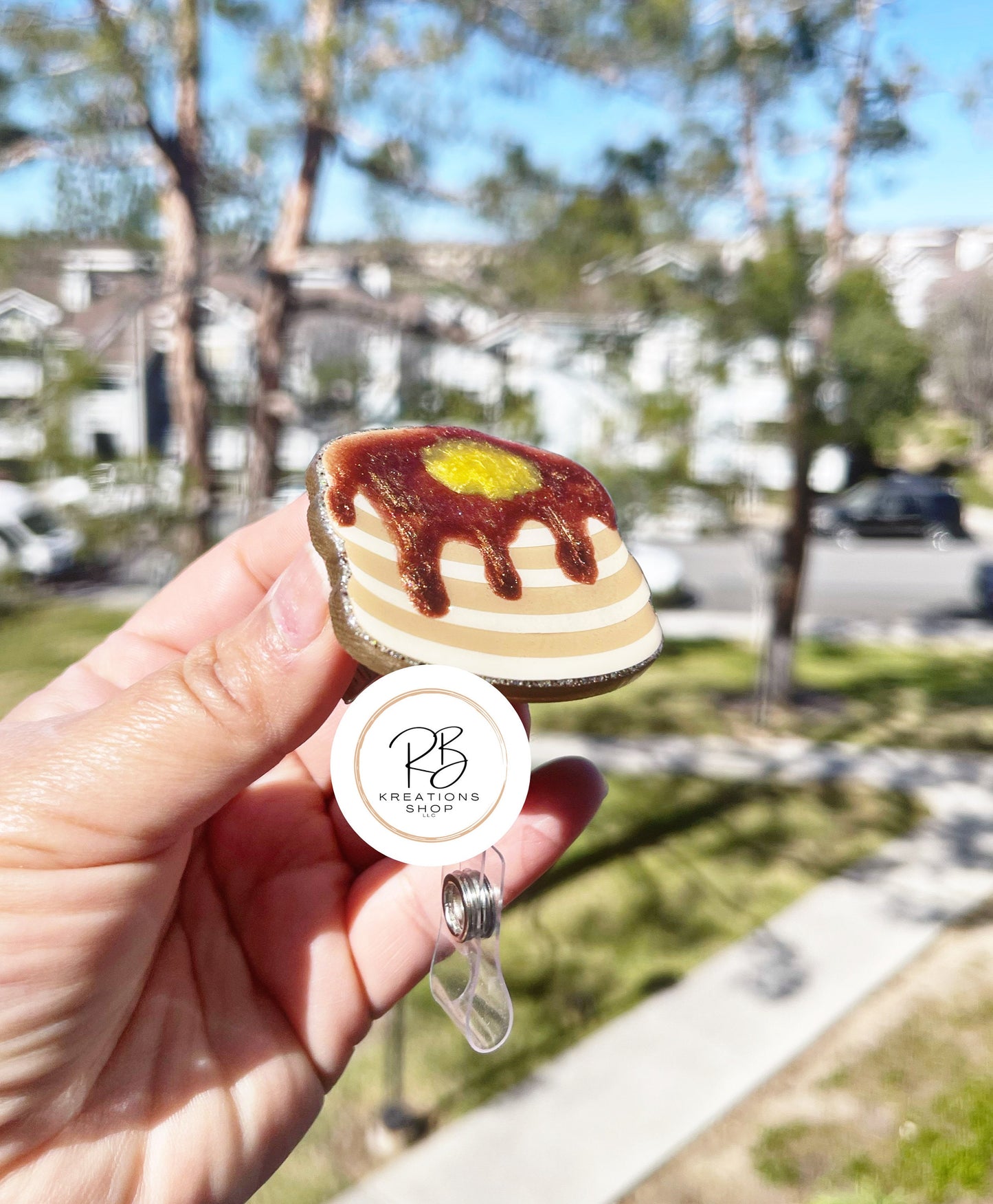Short stack pancakes Badge Reel | food Badge Holder | Pancake Lovers | Breakfast badge reel | Nurse | Retractable | Interchangeable