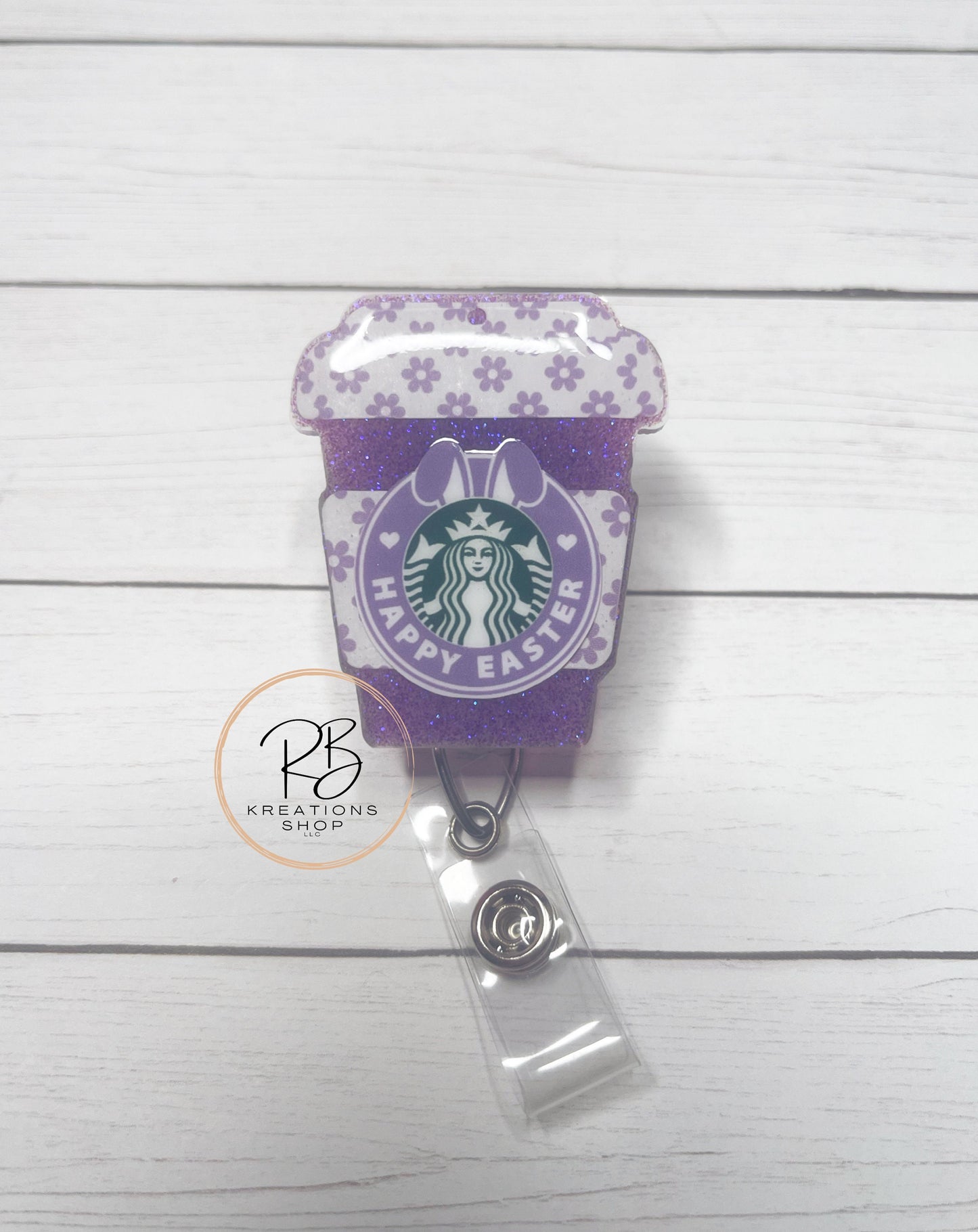 Happy Easter Coffee Cup Badge Reel | Retractable | Easter Badge Holder | Name tag holder | Interchangeable | Coffee Lover