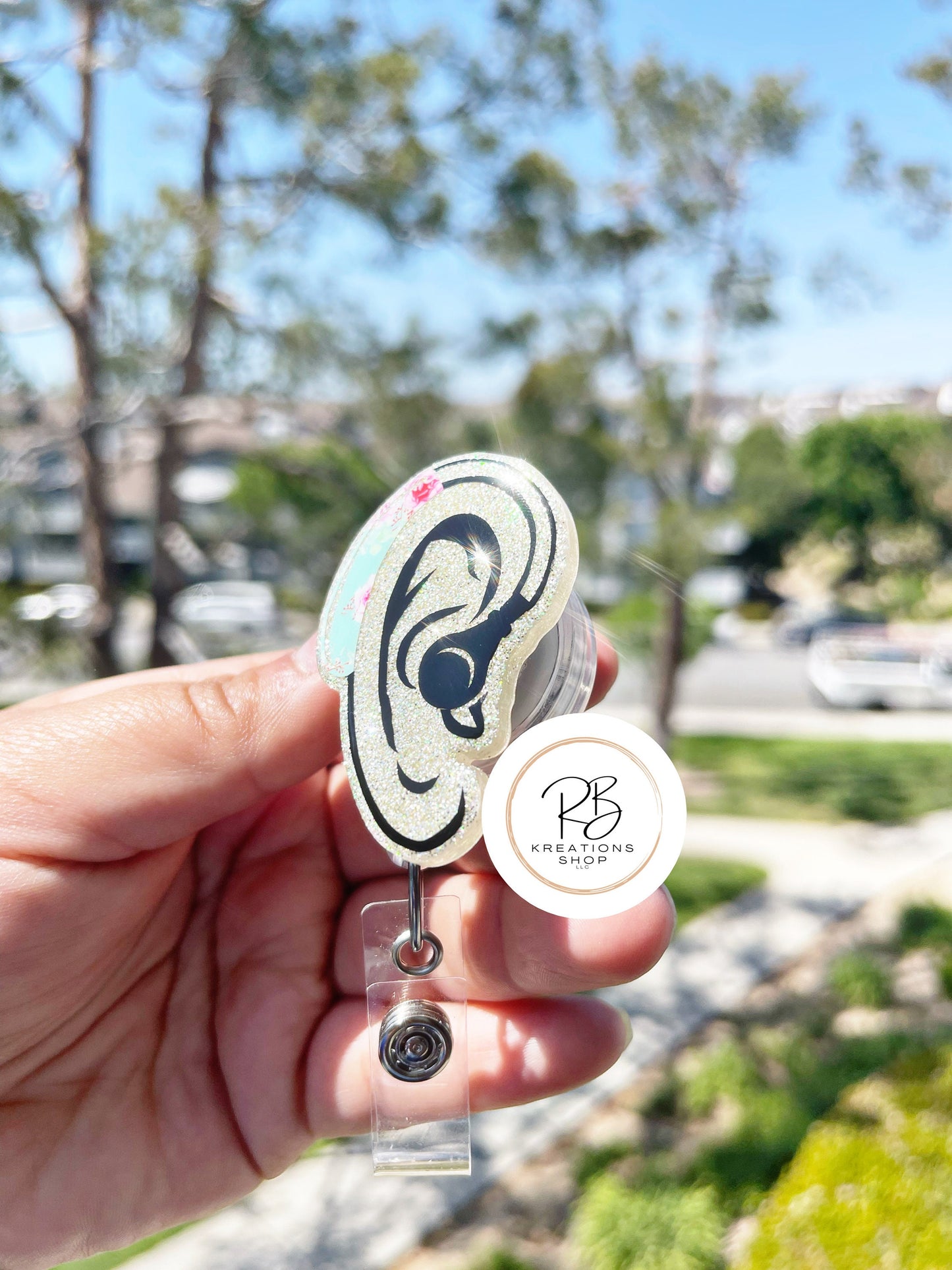 Hearing aid Badge Reel | Ear with Hearing aid Badge Reel | Cute hearing aid Badge Holder | Retractable | Name tag | Interchangeable