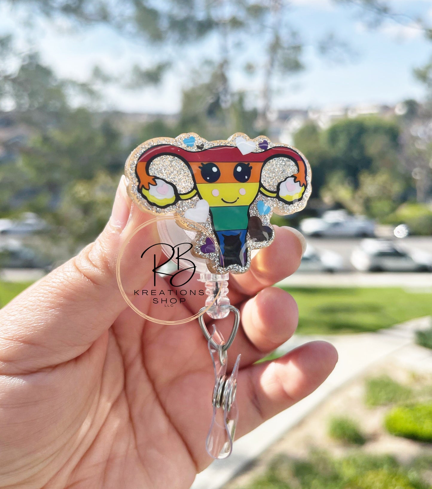 Pride Uterus Badge Reels | Cute Pride badge reel | Obgyn badge holder | Pride Obgyn badge reel
