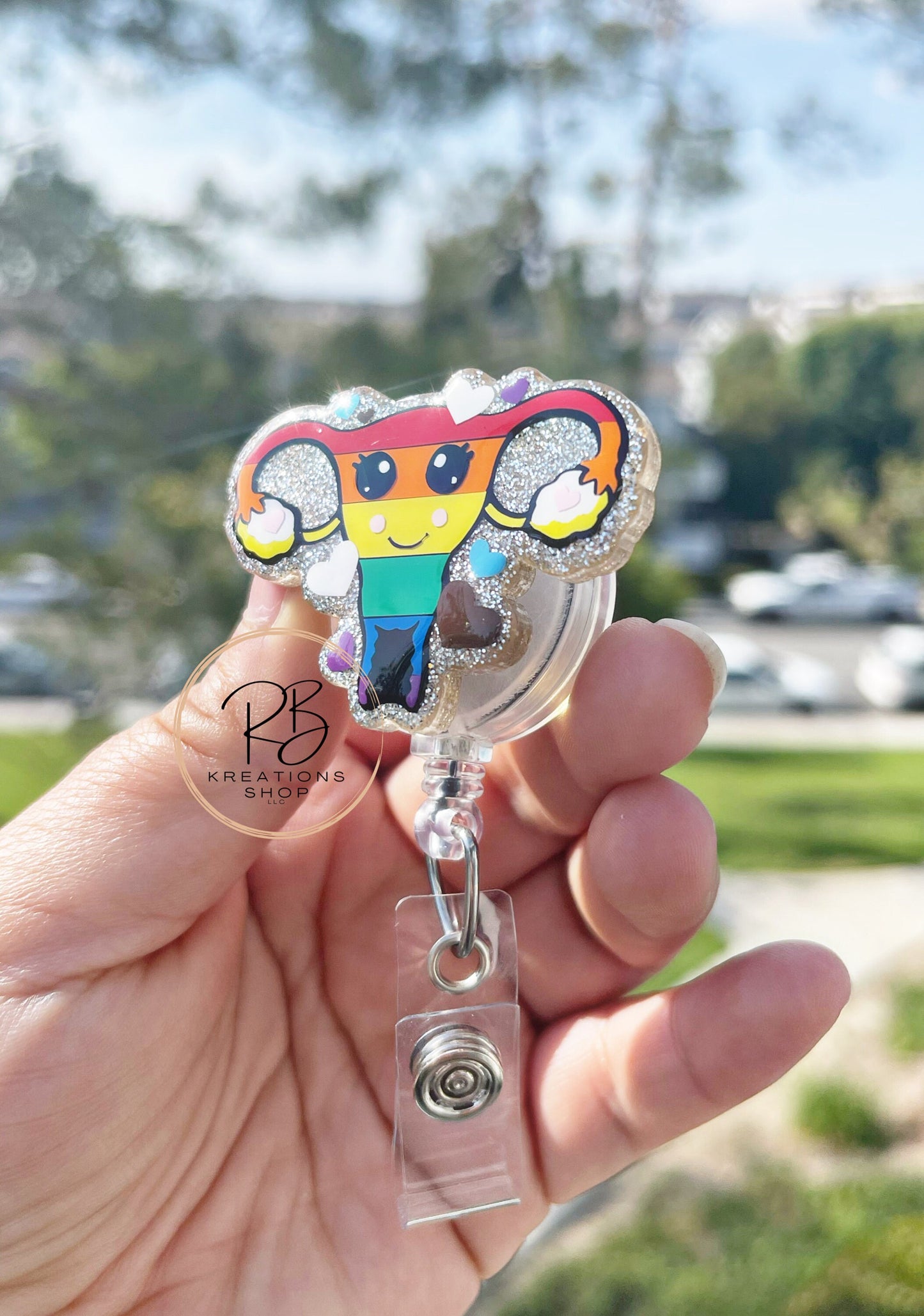 Pride Uterus Badge Reels | Cute Pride badge reel | Obgyn badge holder | Pride Obgyn badge reel
