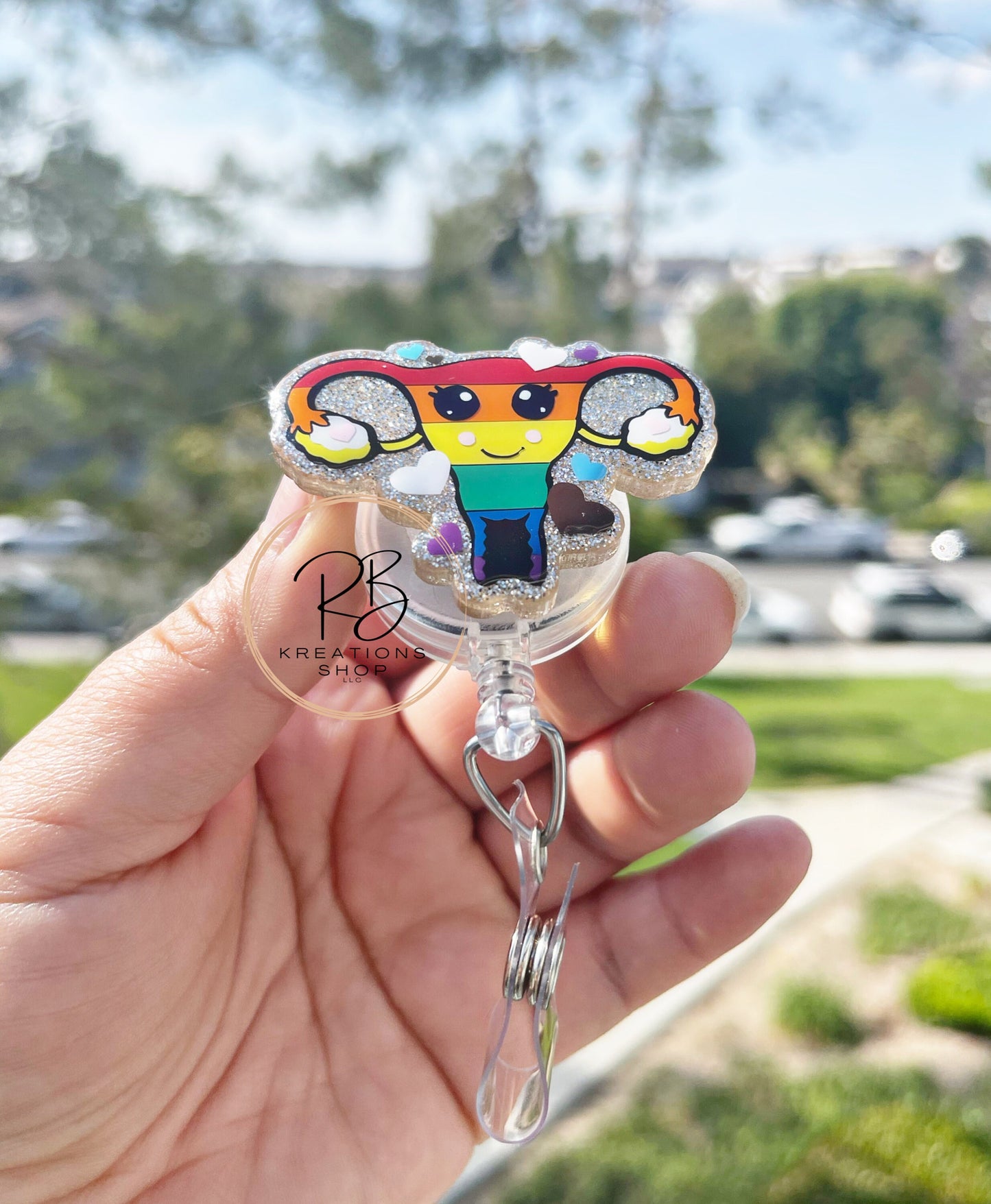 Pride Uterus Badge Reels | Cute Pride badge reel | Obgyn badge holder | Pride Obgyn badge reel
