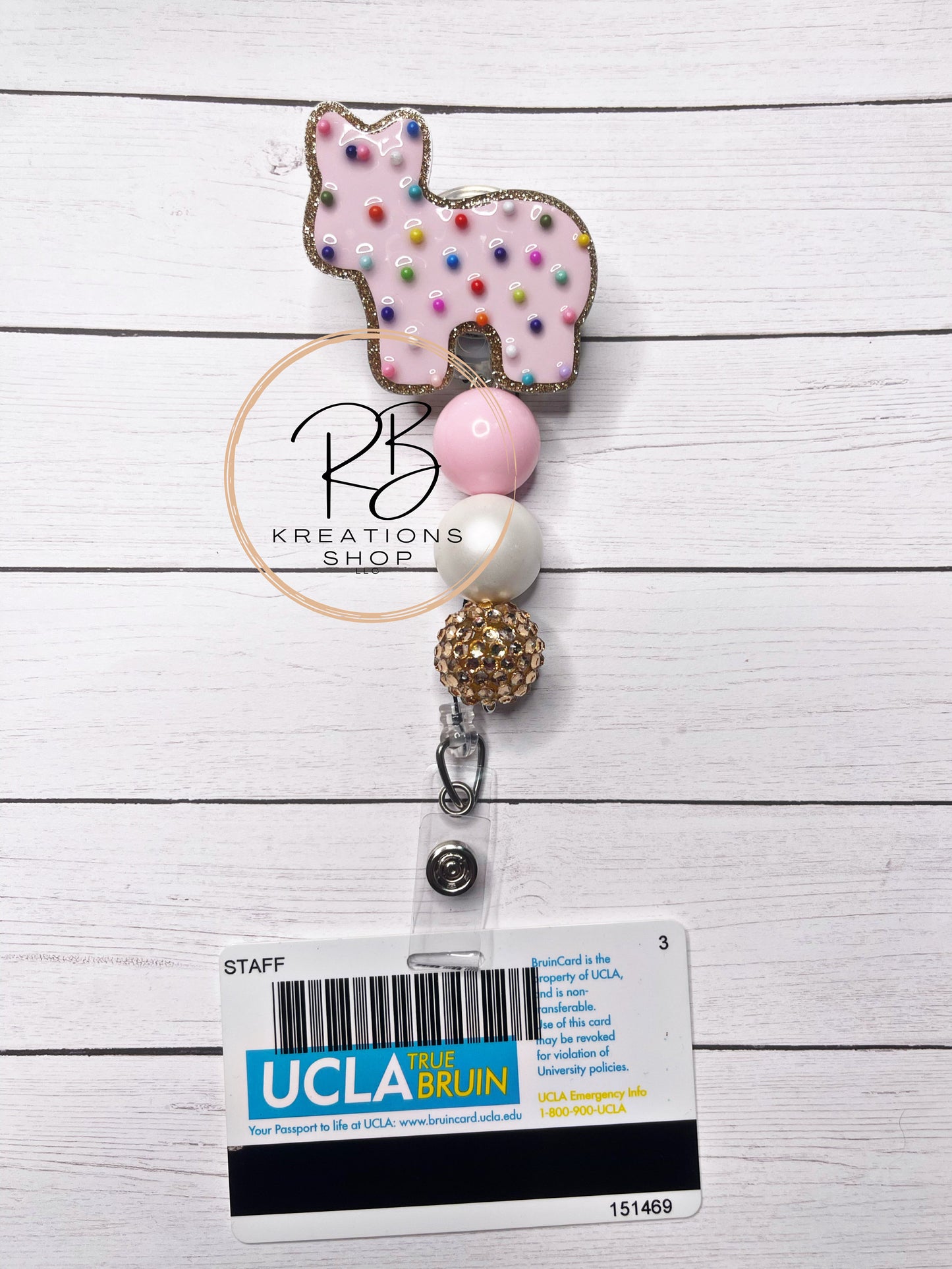 Animal Cookie Badge reel with Beads | Animal Cracker with Beads | Medical Badge Reel | Nurses | Retractable | Interchangeable |
