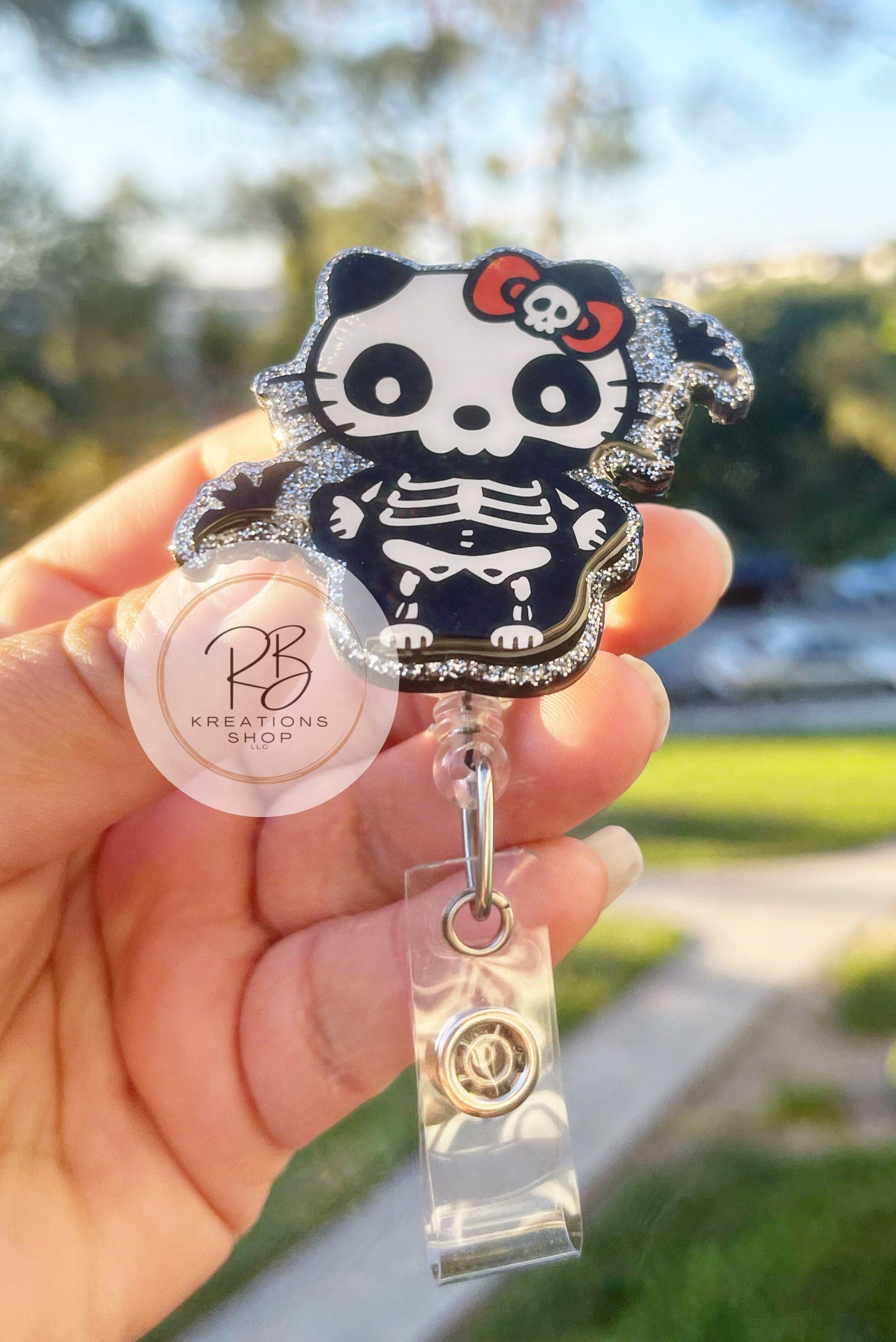 Skeleton girl Badge reel | Halloween badge reel | Medical Badge Reel | Hospital Staff | Nurses | Retractable | Interchangeable |