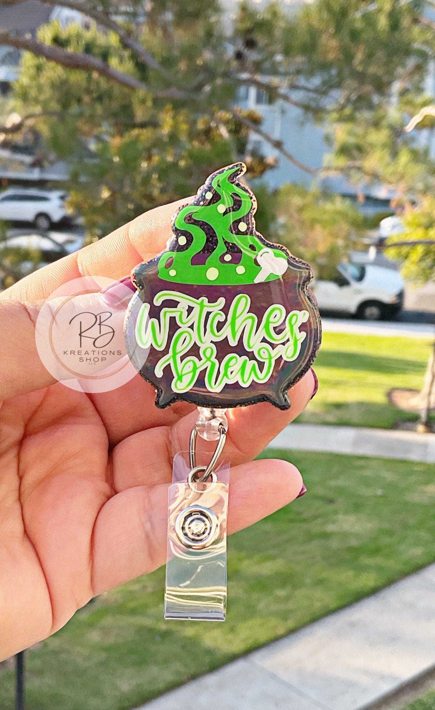 Witches Brew Cauldron badge reel | Halloween Cauldron Badge reel | Medical Badge Reel | Nurses | Retractable | Interchangeable |