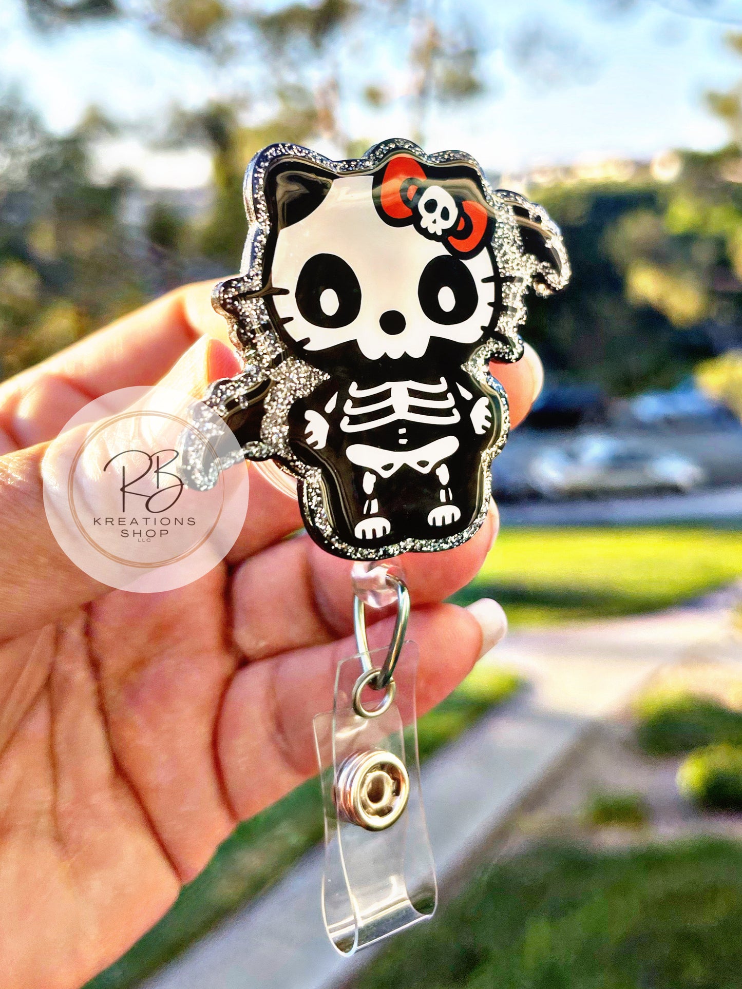 Skeleton girl Badge reel | Halloween badge reel | Medical Badge Reel | Hospital Staff | Nurses | Retractable | Interchangeable |