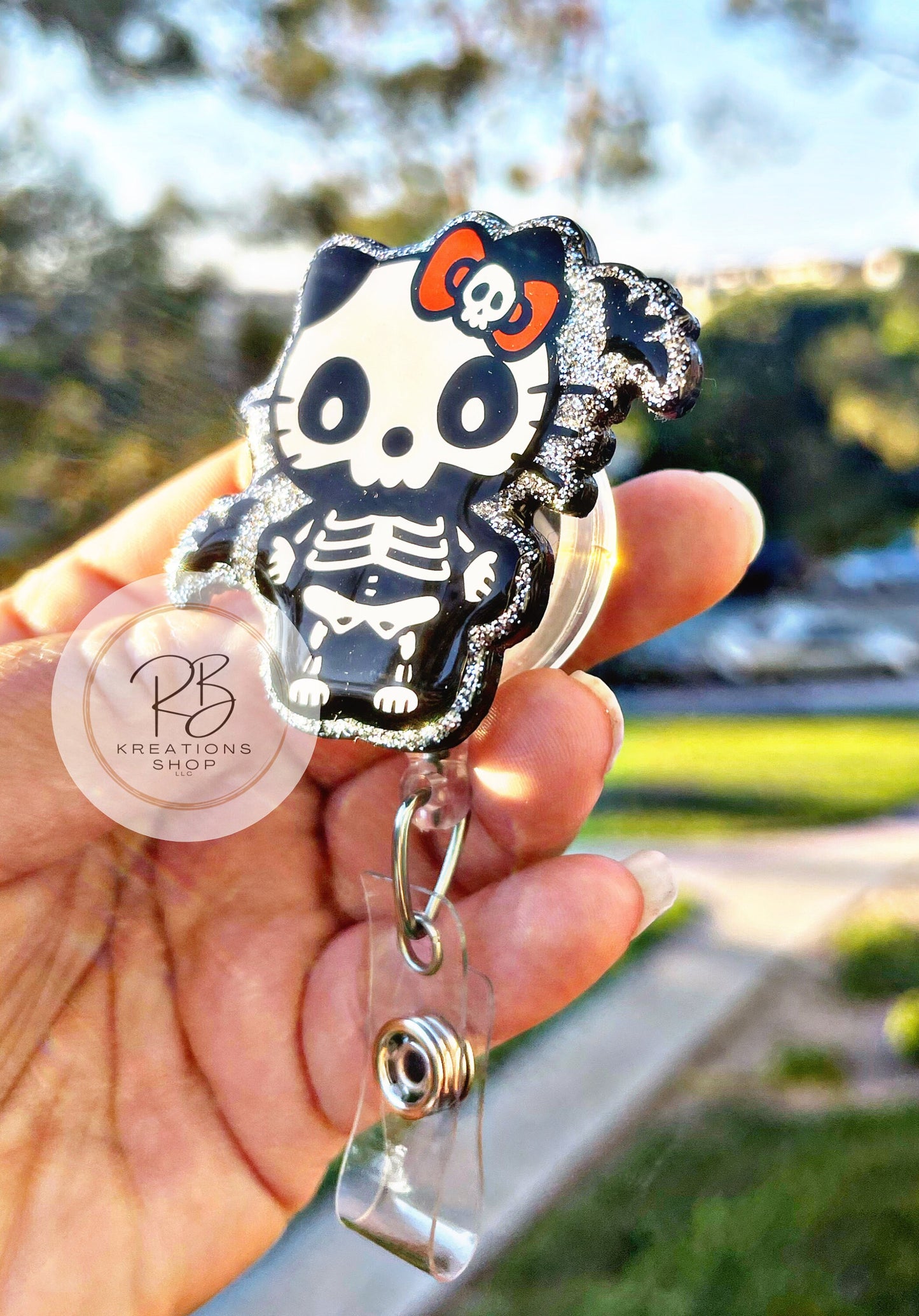 Skeleton girl Badge reel | Halloween badge reel | Medical Badge Reel | Hospital Staff | Nurses | Retractable | Interchangeable |