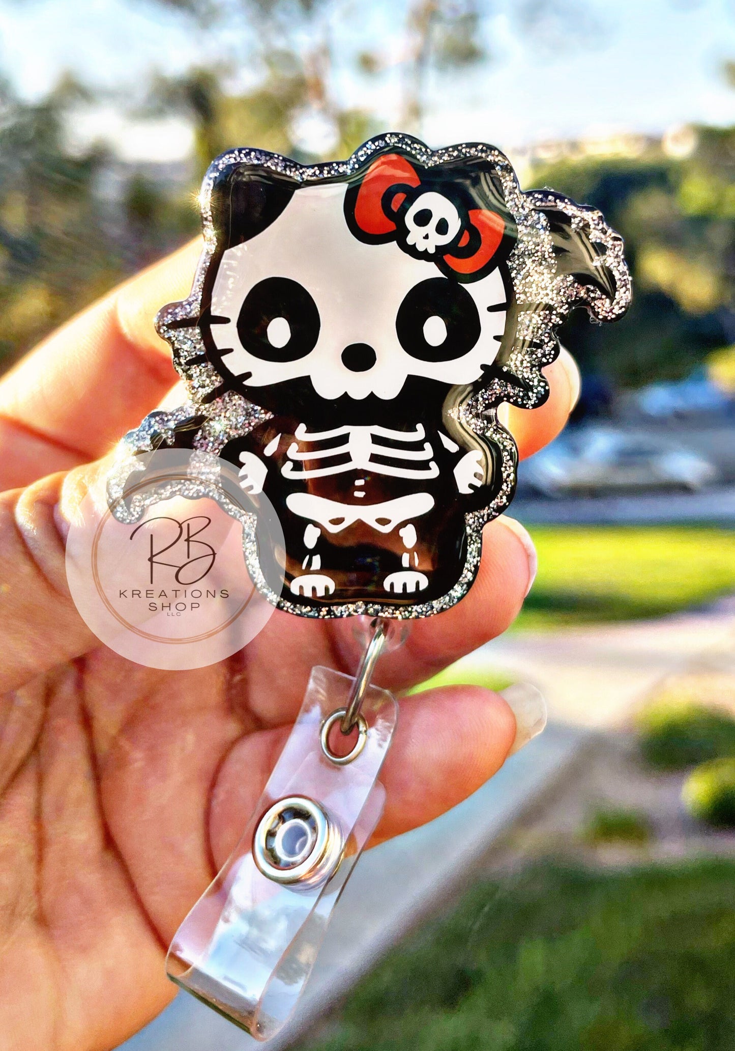 Skeleton girl Badge reel | Halloween badge reel | Medical Badge Reel | Hospital Staff | Nurses | Retractable | Interchangeable |