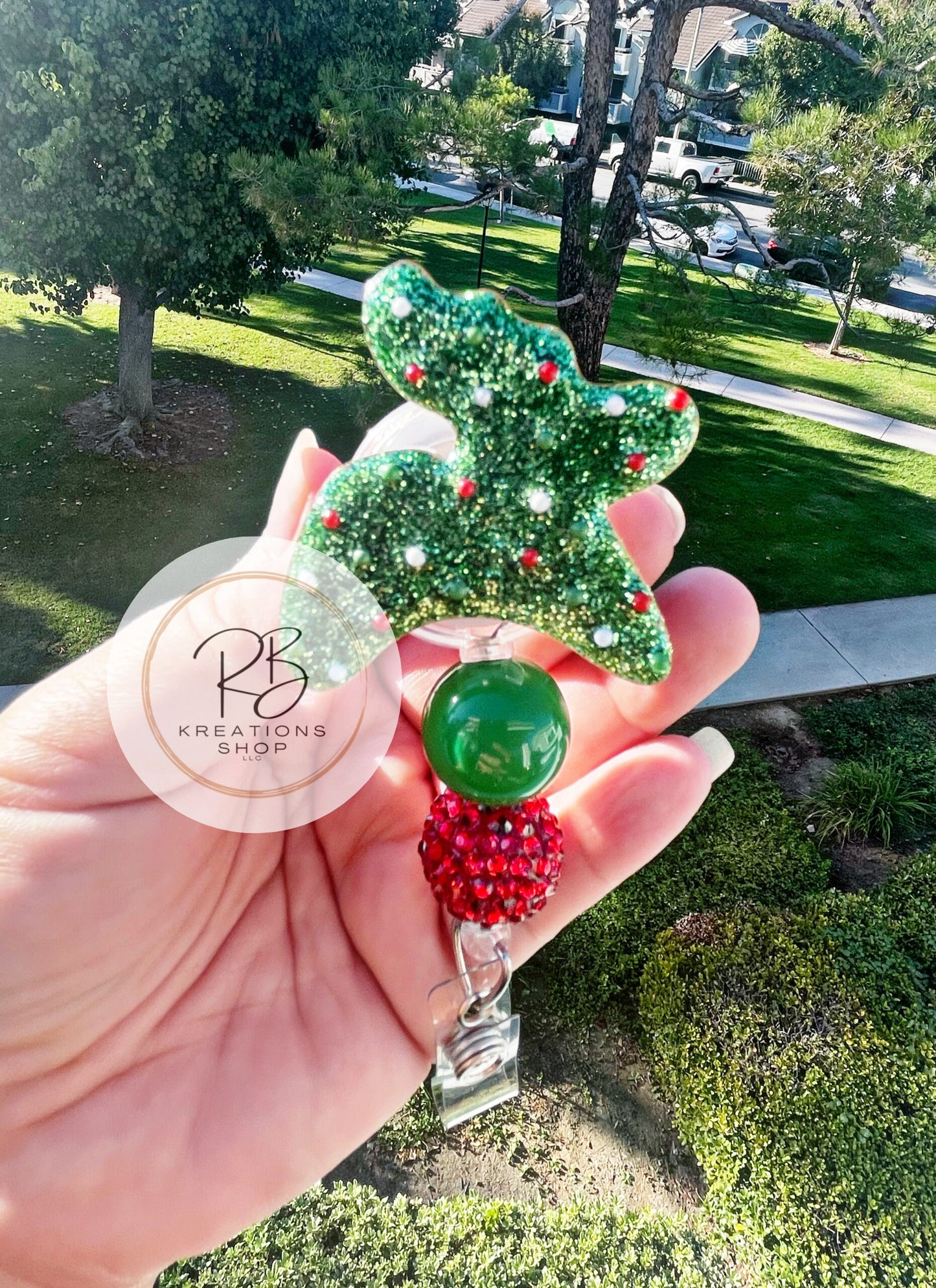Reindeer animal cookie with beads badge reel | Reindeer cookie| Sprinkle Reindeer cookie | Medical Badge | Retractable | Interchangeable |