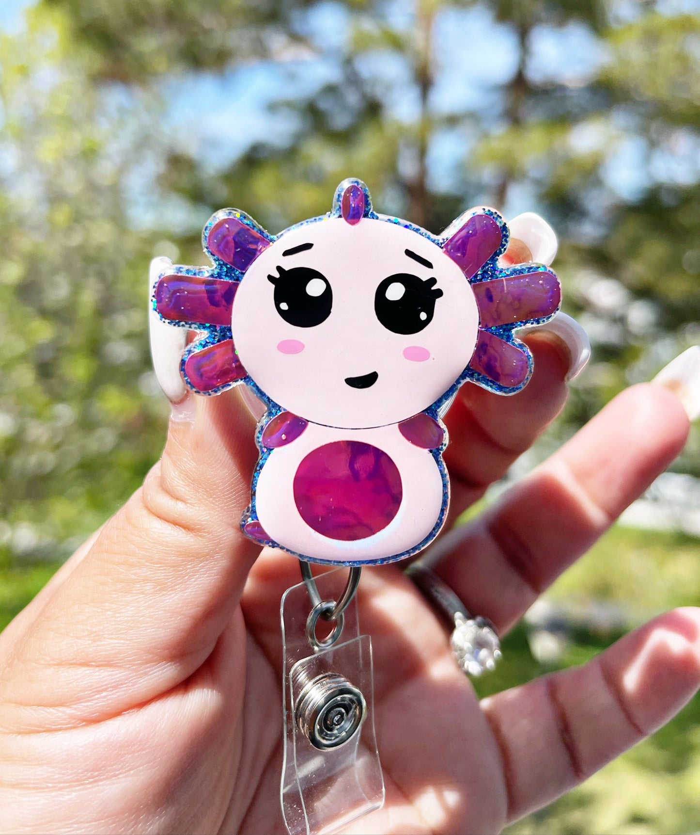 Axolotl Badge Reel | Retractable Badge Holder | Axolotl Badge Holder | Nurse Badge Reel | Interchangeable