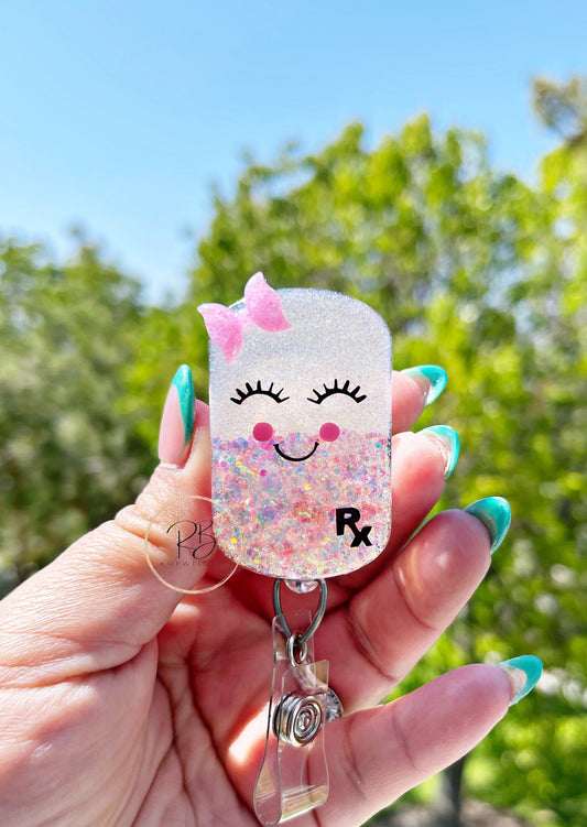 Pill Badge Reel | Pharmacy Badge Holder | Pharmacy Tech | Pill Badge Clip | Retractable | Interchangeable