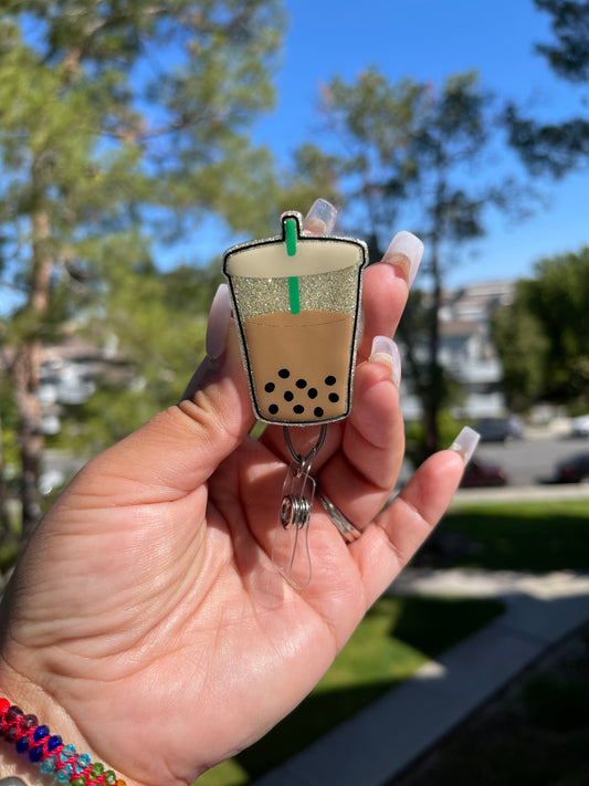 Boba Badge Reel | Boba Badge Holder | Boba Drink Clip | Iced Coffee Badge Reel | Retractable | Interchangeable