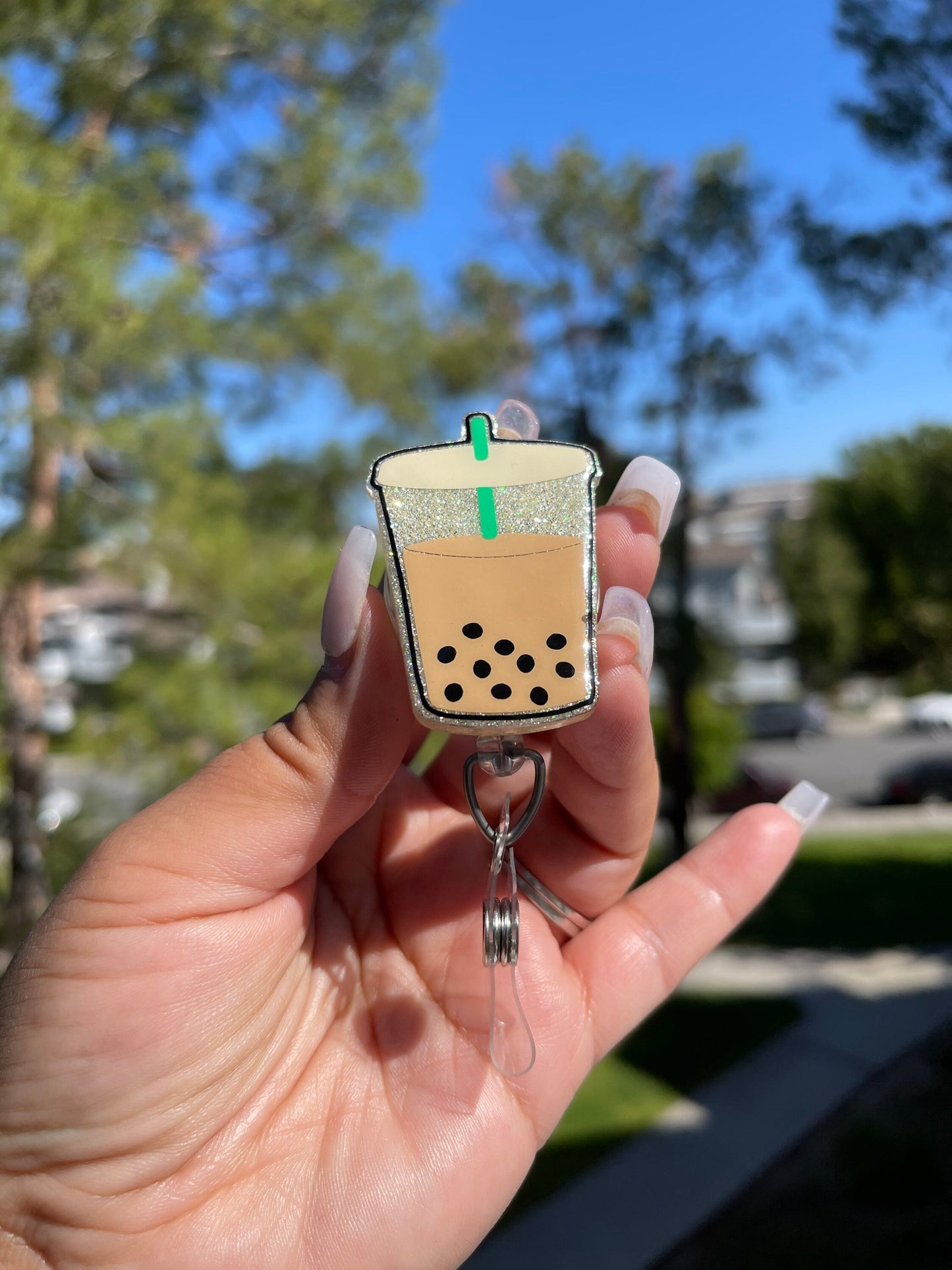 Boba Badge Reel | Boba Badge Holder | Boba Drink Clip | Iced Coffee Badge Reel | Retractable | Interchangeable