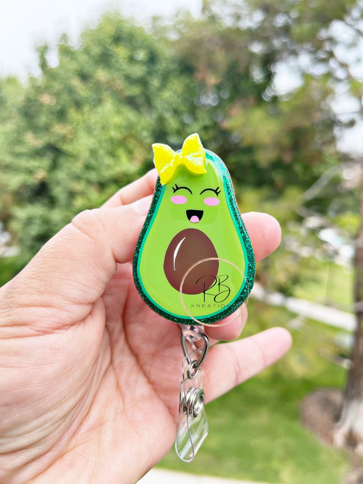 Avocado Badge Reel | Avocado girl Badge Holder | Nurse | Pharmacy Tech | Avocado Badge Clip | Retractable | Interchangeable