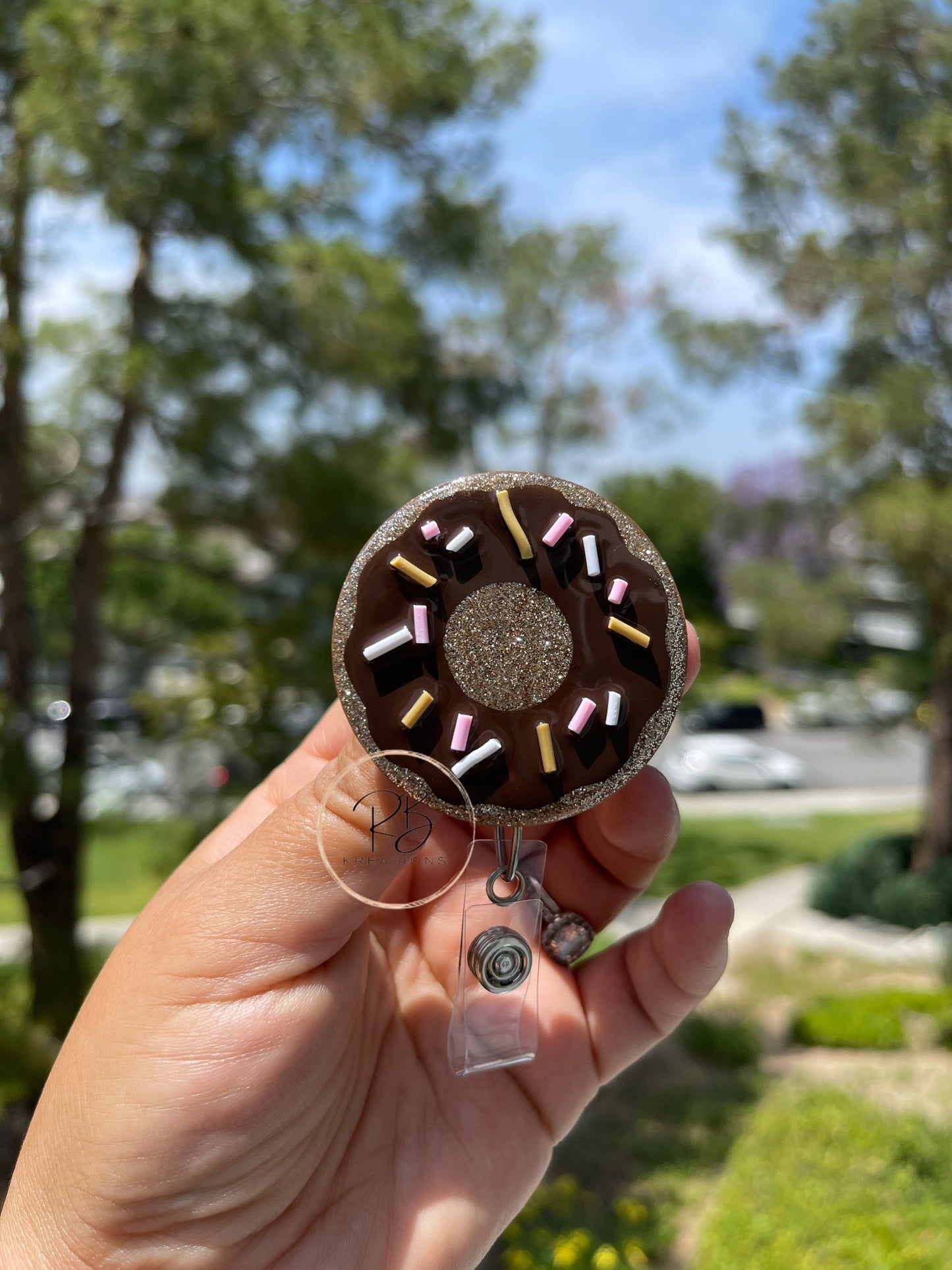 Donut Badge Reel | Sprinkle Donut Badge Holder | Nurse | Pharmacy Tech | Sprinkle Badge Clip | Retractable | Interchangeable