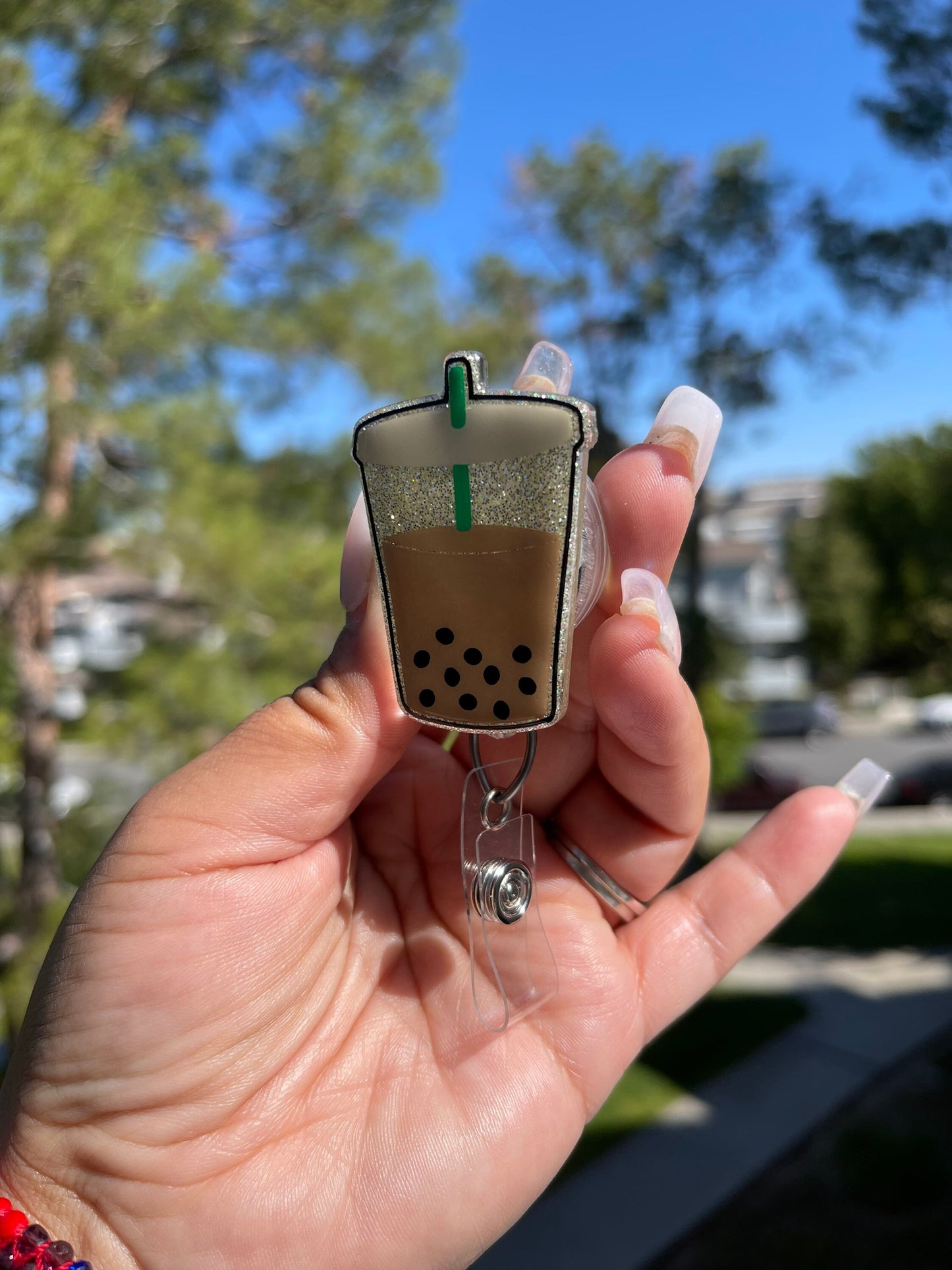 Boba Badge Reel | Boba Badge Holder | Boba Drink Clip | Iced Coffee Badge Reel | Retractable | Interchangeable