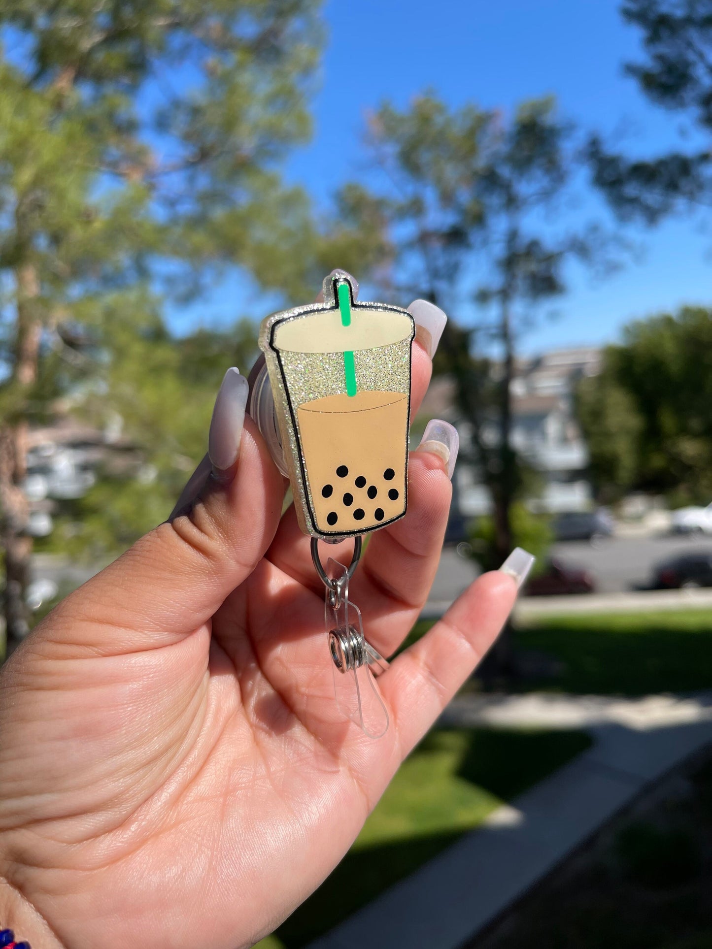 Boba Badge Reel | Boba Badge Holder | Boba Drink Clip | Iced Coffee Badge Reel | Retractable | Interchangeable