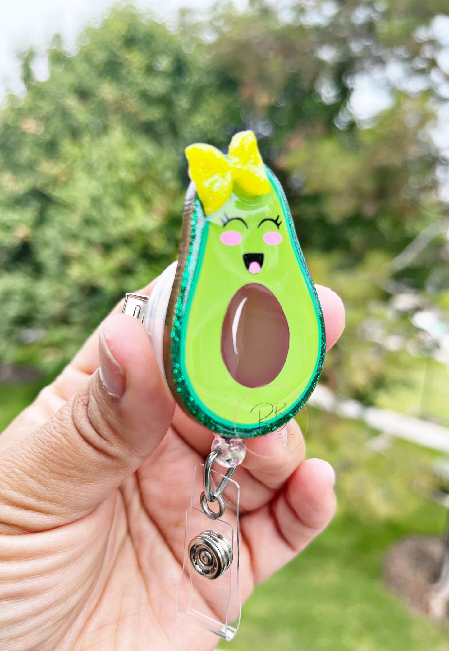 Avocado Badge Reel | Avocado girl Badge Holder | Nurse | Pharmacy Tech | Avocado Badge Clip | Retractable | Interchangeable