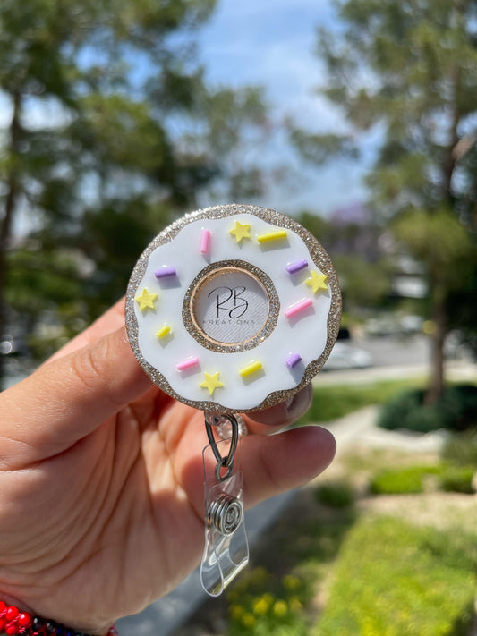 Donut Badge Reel | Sprinkle Donut Badge Holder | Nurse | Pharmacy Tech | Sprinkle Badge Clip | Retractable | Interchangeable