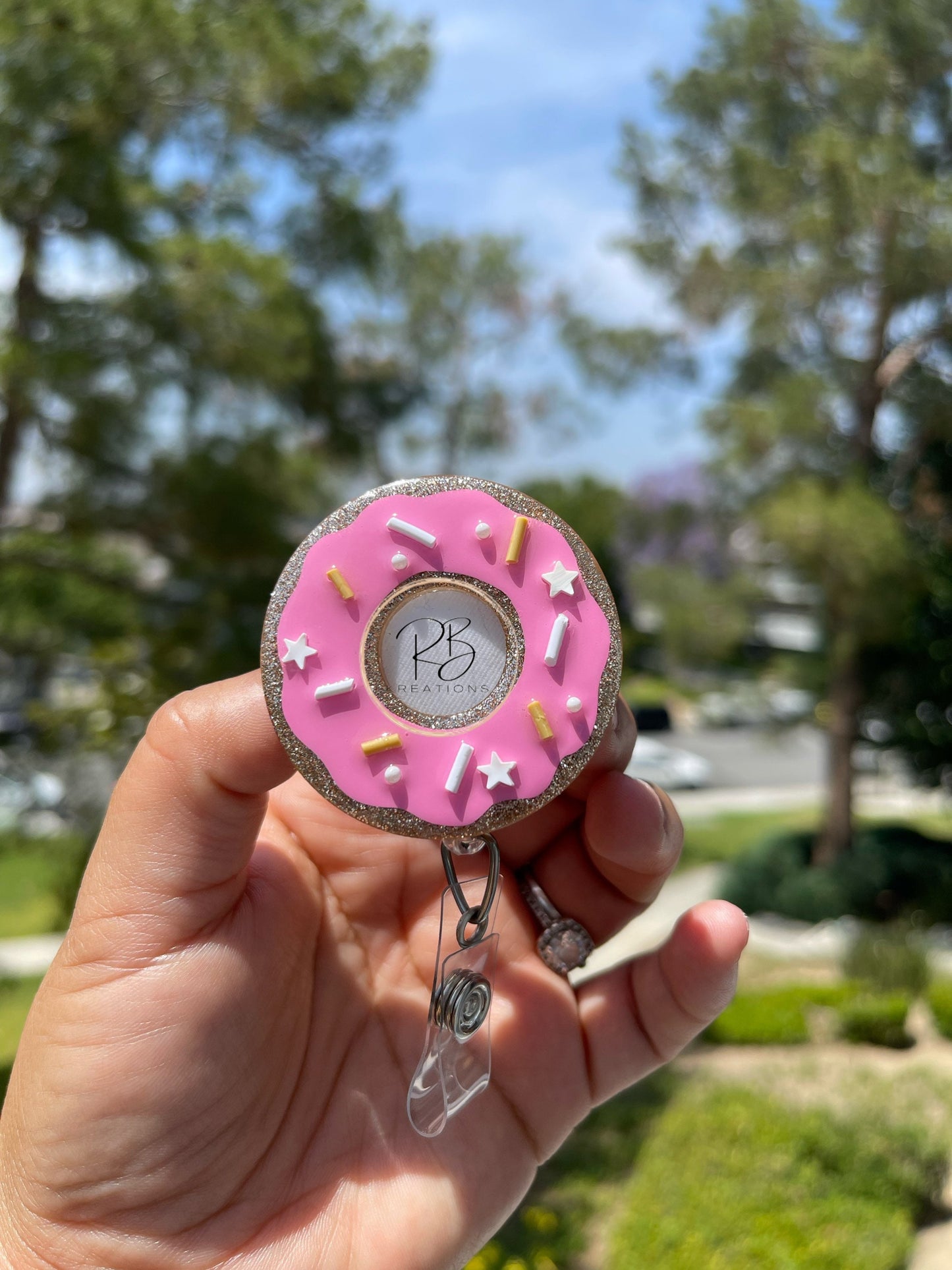 Donut Badge Reel | Sprinkle Donut Badge Holder | Nurse | Pharmacy Tech | Sprinkle Badge Clip | Retractable | Interchangeable