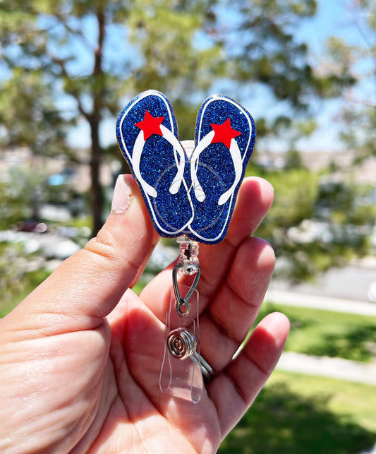 Flip Flops Badge Reels | Fourth of July Badge Reels | Patriotic Badge reels