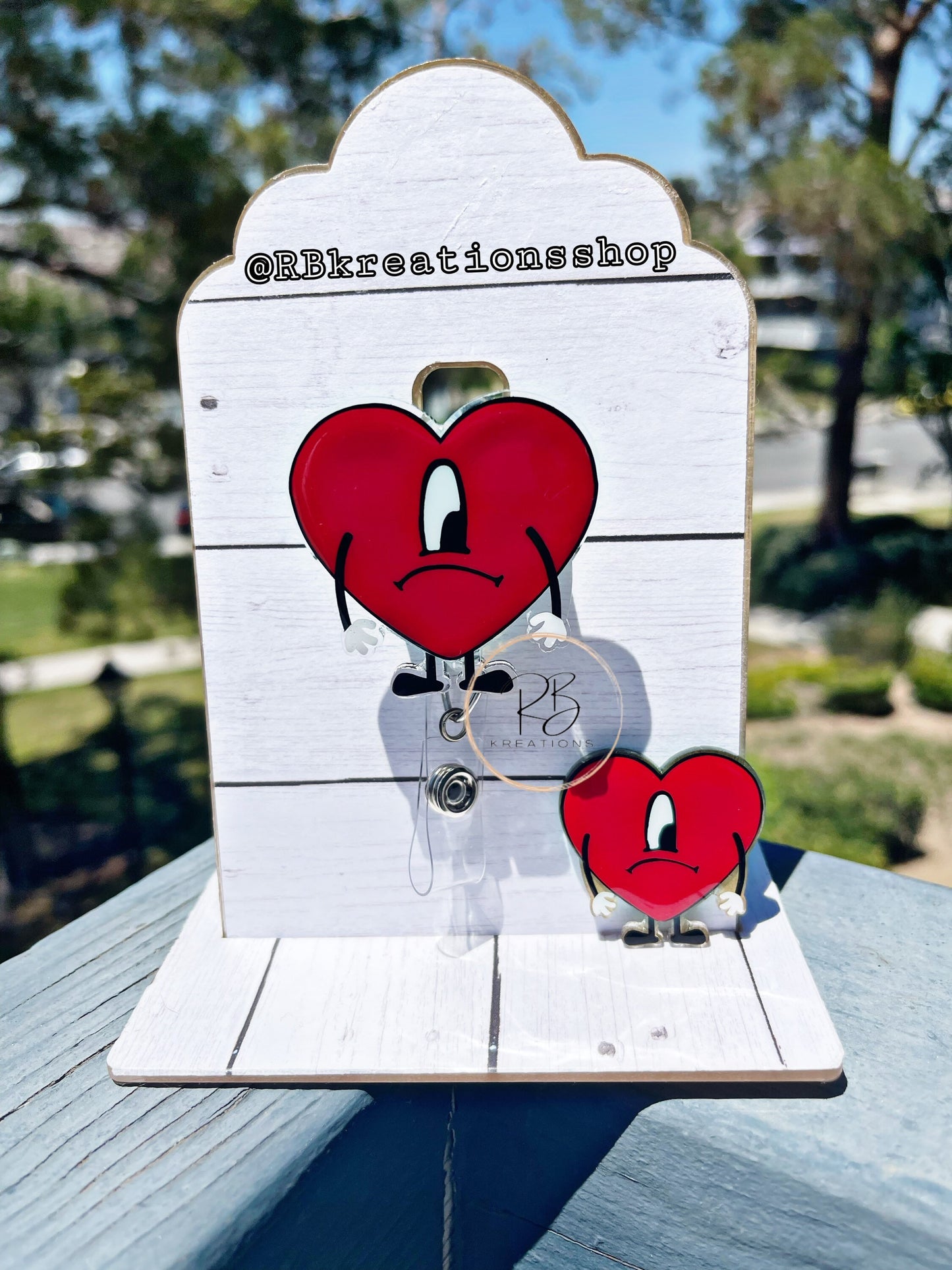 Heart Person Badge Reel | Bad Bunny Badge Holder | Nurse | Heart Person Badge Clip | Retractable |