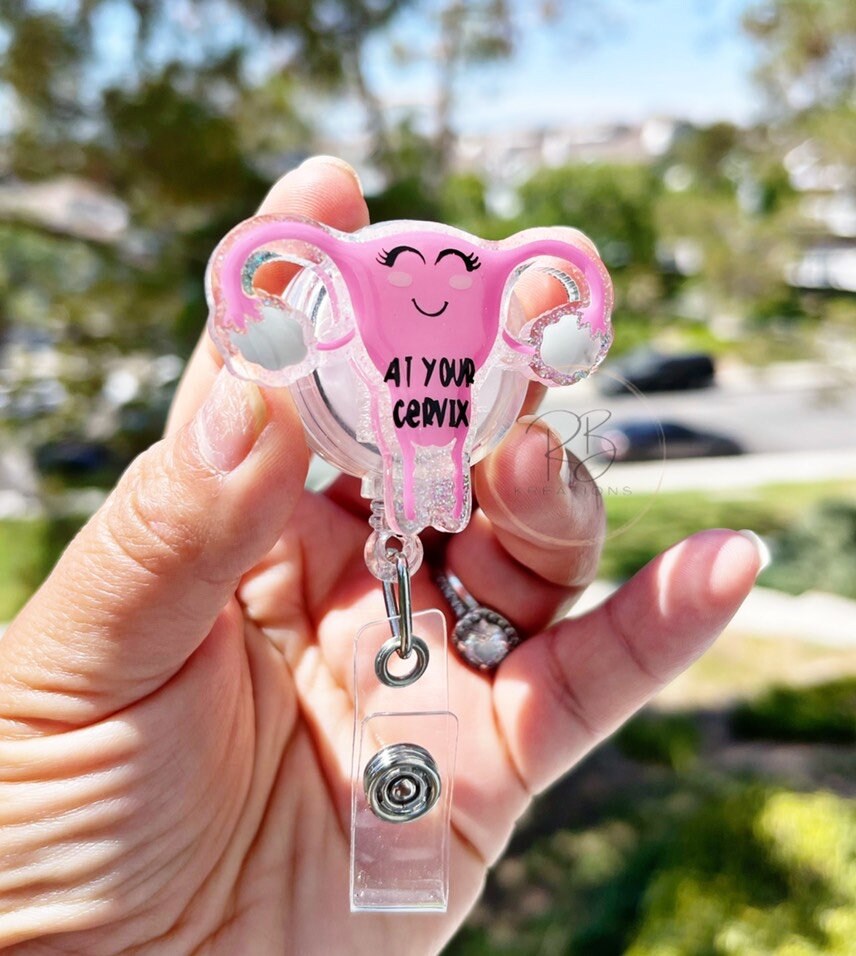 Uterus Badge reel | At your cervix retractable badge reel | Retractable | interchangeable