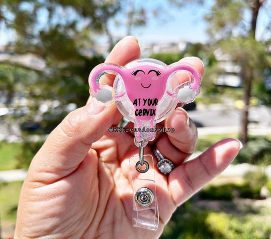 Uterus Badge reel | At your cervix retractable badge reel | Retractable | interchangeable