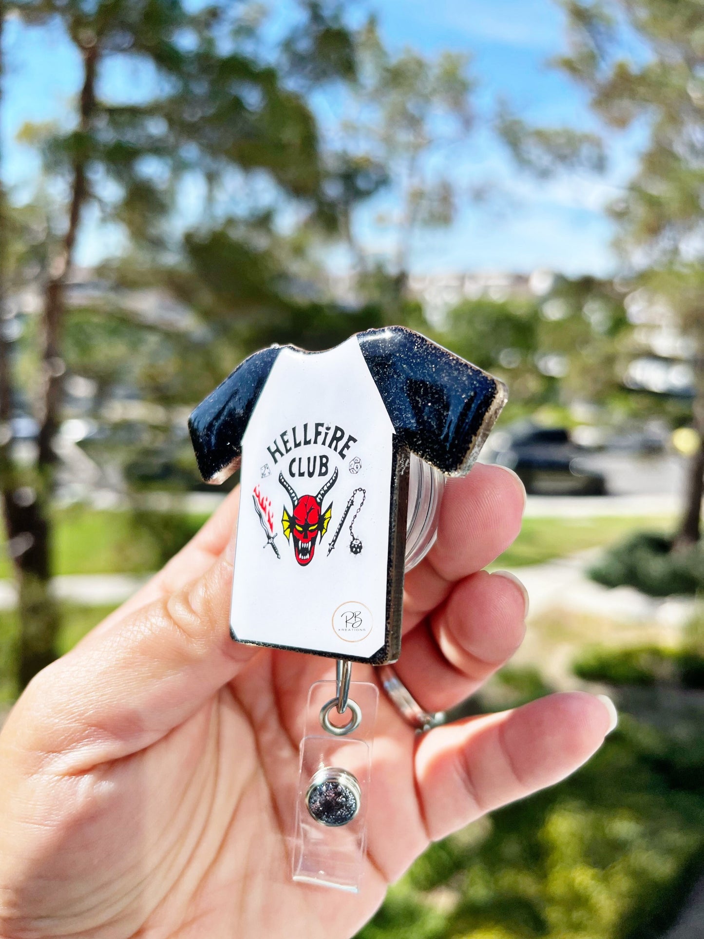HFC T-Shirt Badge Reel | HFC Badge Reel | H3llFir3 Badge Holder | Hell Club Badge Clip | Retractable | Interchangeable