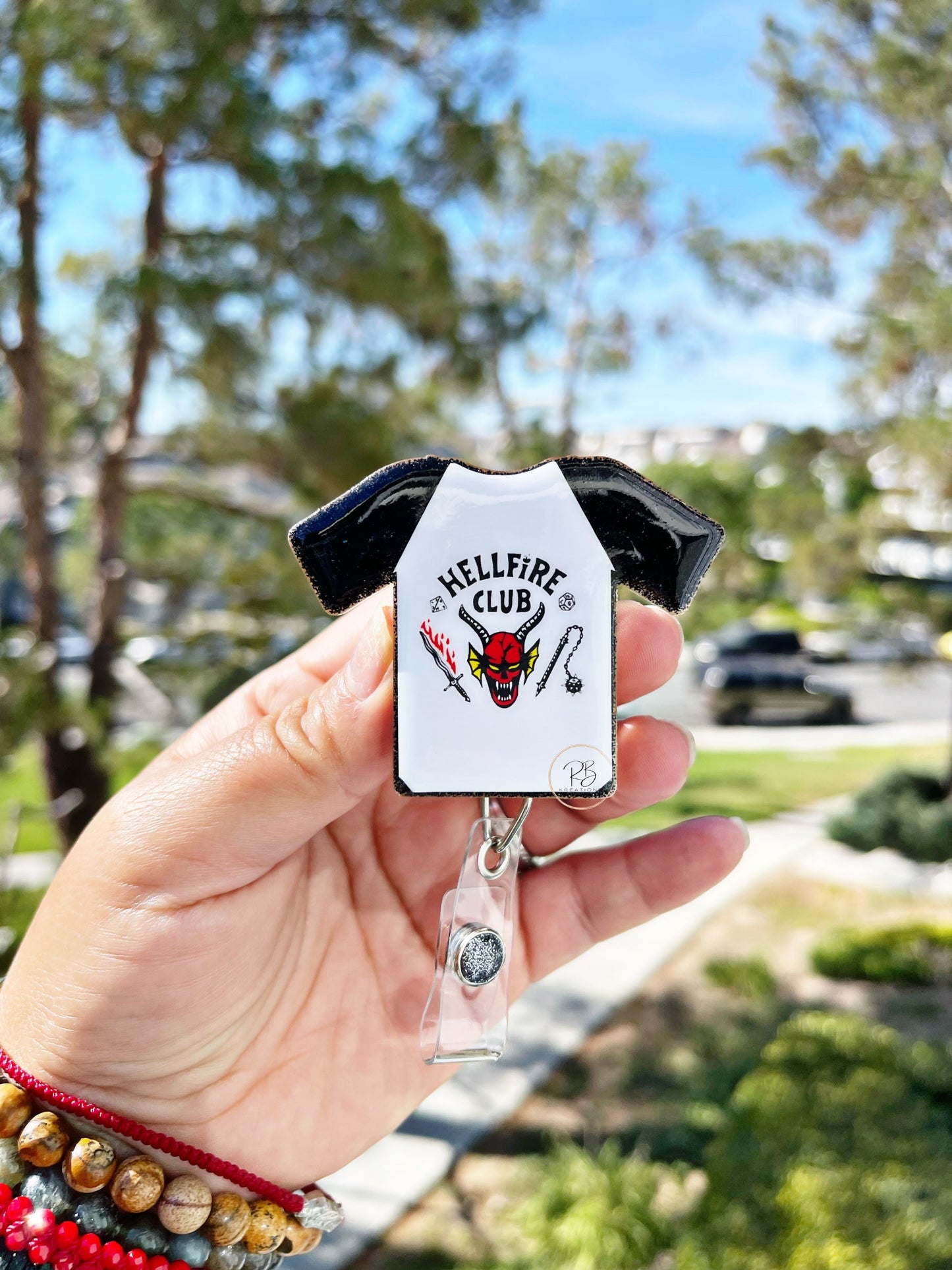 HFC T-Shirt Badge Reel | HFC Badge Reel | H3llFir3 Badge Holder | Hell Club Badge Clip | Retractable | Interchangeable