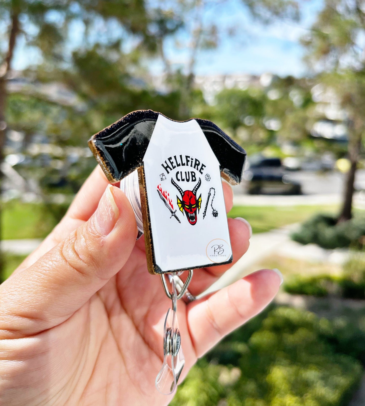 HFC T-Shirt Badge Reel | HFC Badge Reel | H3llFir3 Badge Holder | Hell Club Badge Clip | Retractable | Interchangeable