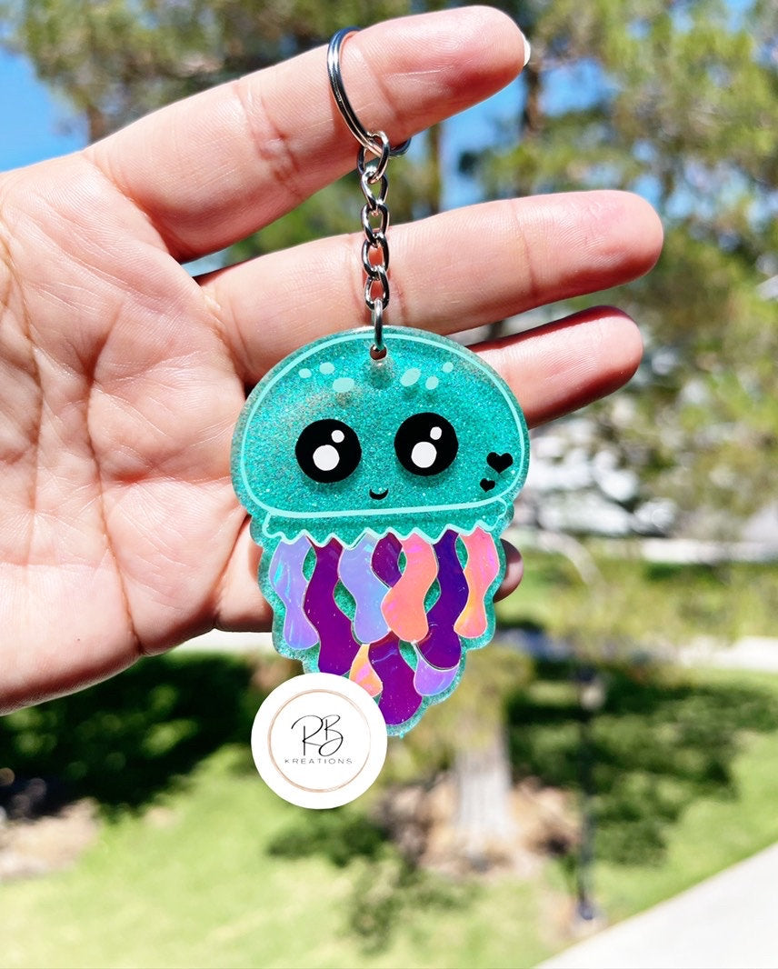 Baby Jellyfish Keychain, Jellyfish keychain, Baby Jellyfish keyring, llavero, Cute Jellyfish