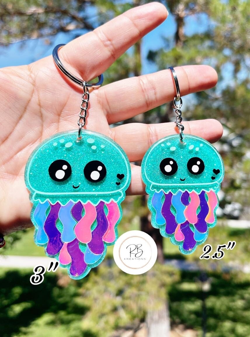 Baby Jellyfish Keychain, Jellyfish keychain, Baby Jellyfish keyring, llavero, Cute Jellyfish