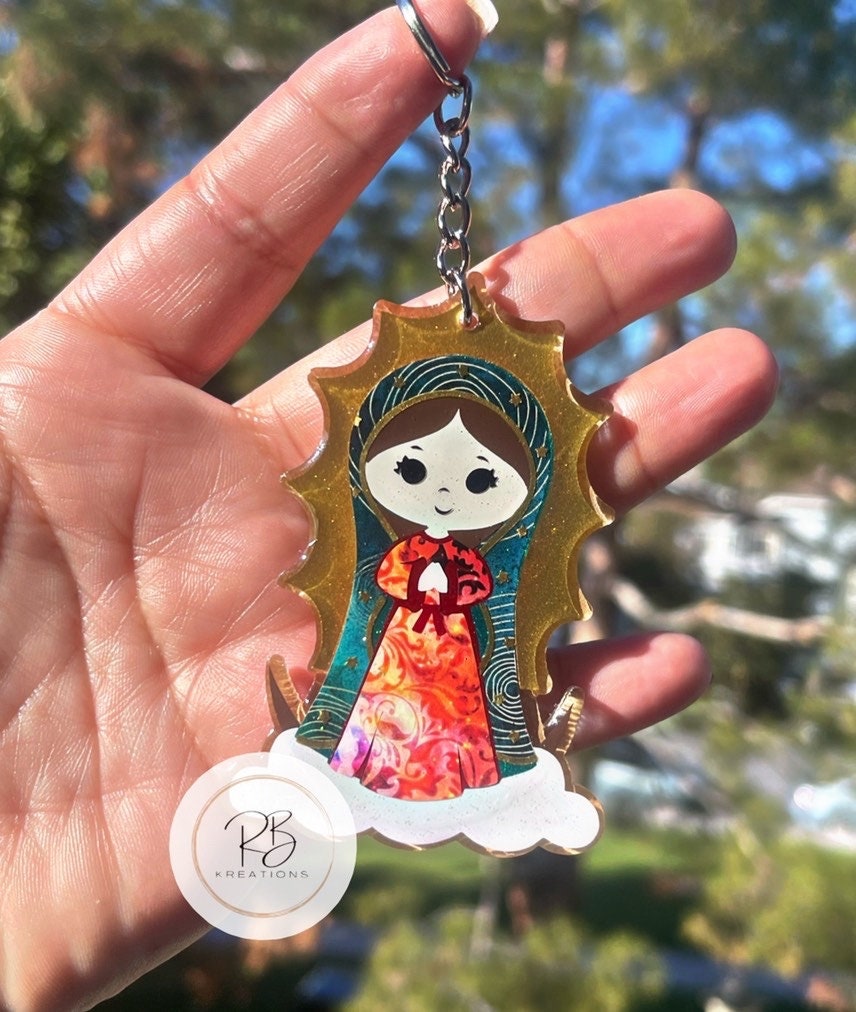 Virgin Mary Keychain | Virgencita llavero | Acrylic Keychain | Religious Keychain | Our Lady of Guadalupe