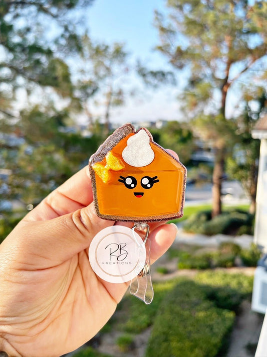 Cute Pie Badge Reel |Pumpkin Pie | Interchangeable | Pie Badge Reel | Holiday Badge Holder | Nurses | Retractable