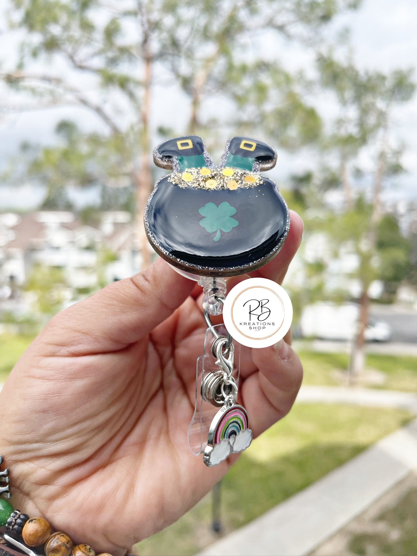 Pot of Gold badge reel | St. Patty’s Day | glitter badge reel | St. Patrick’s Day Badge Holder | Nurse | Badge Holder | Interchangeable