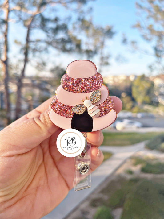 Rose Gold Beehive badge reel | Cute Beehive | glitter badge reel | Rose Gold Glitter | Nurse | Badge Holder | Interchangeable