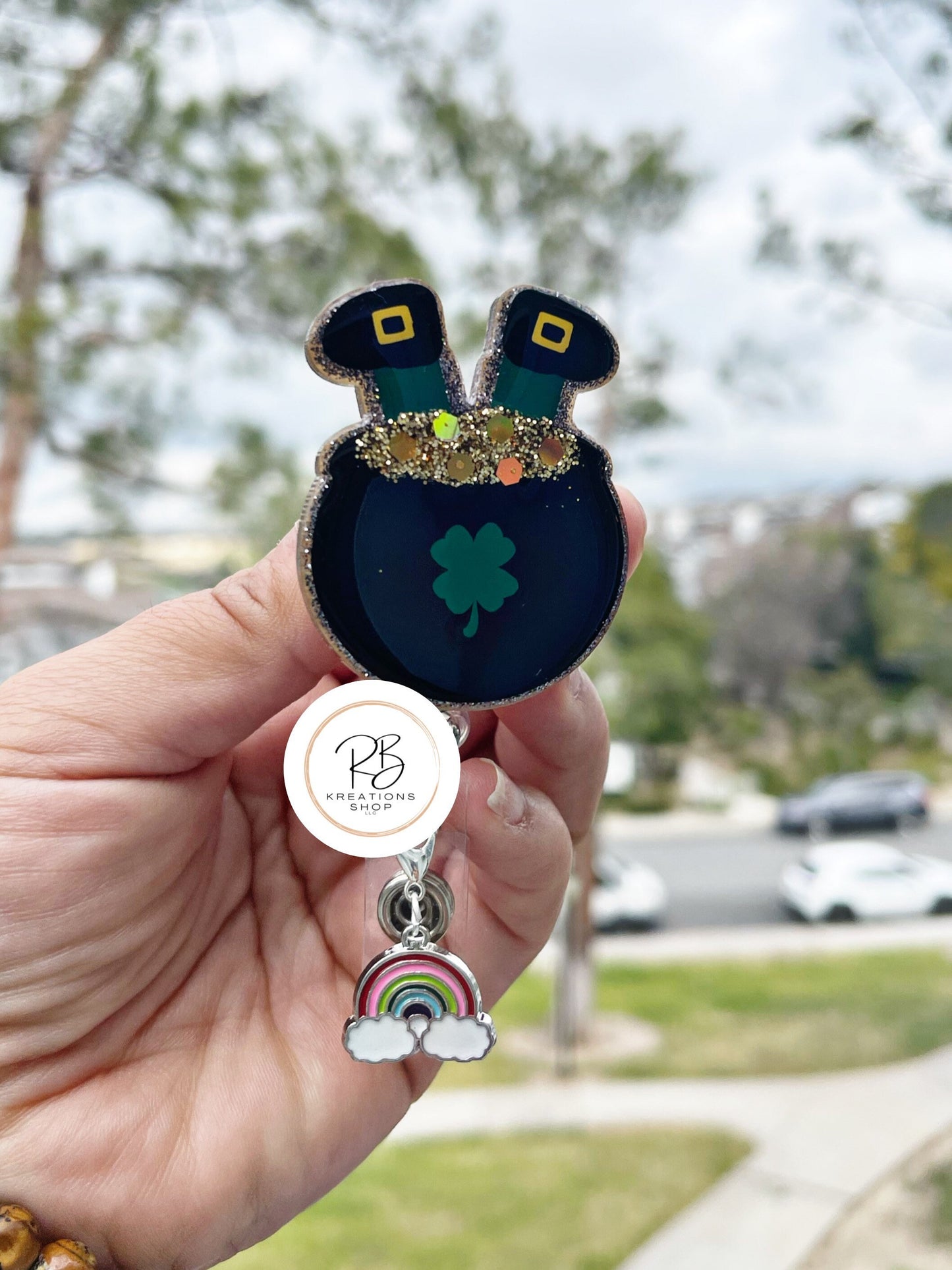 Pot of Gold badge reel | St. Patty’s Day | glitter badge reel | St. Patrick’s Day Badge Holder | Nurse | Badge Holder | Interchangeable